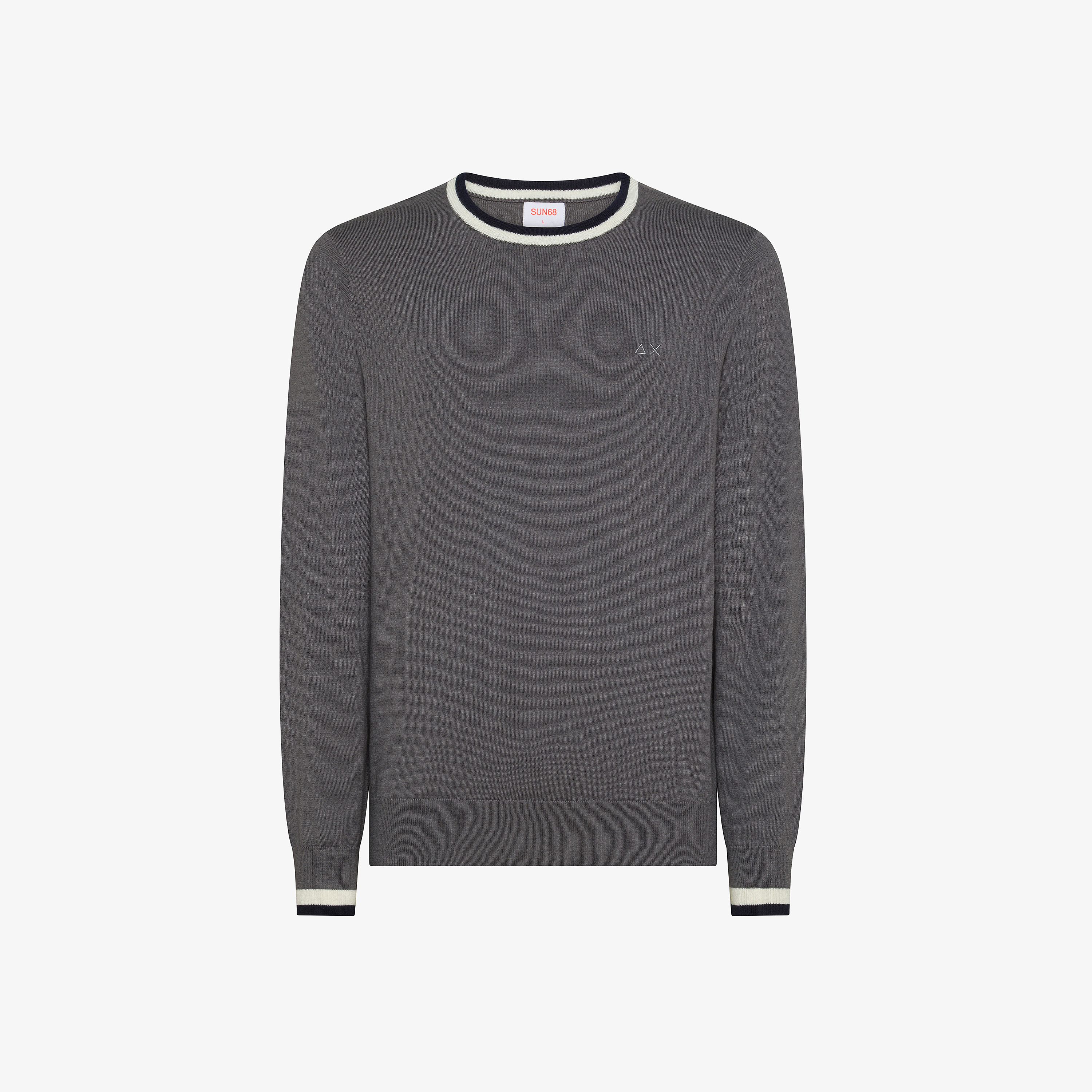 Maglia in lana e cotone con righe grigio scuro