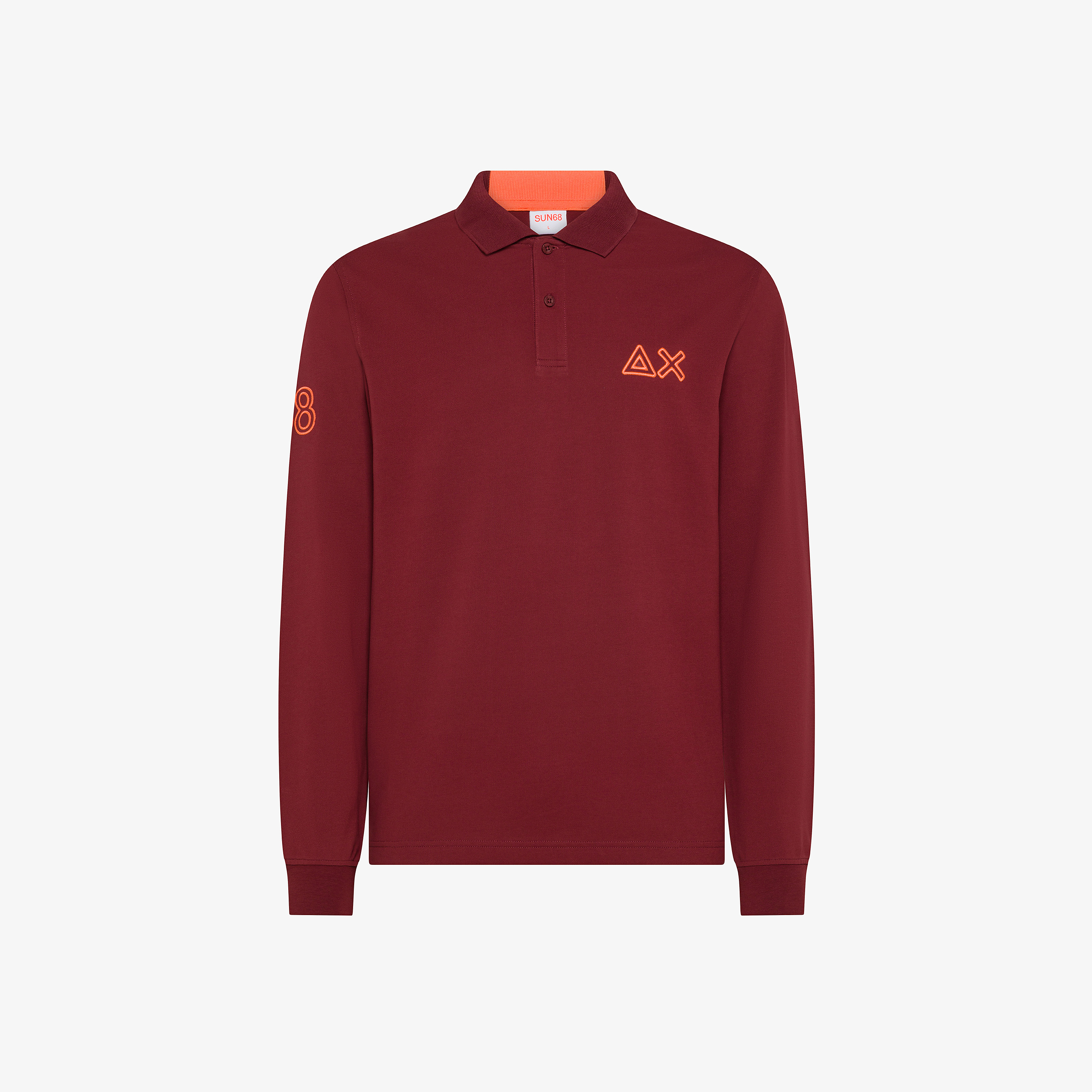Polo in cotone con logo fluo bordeaux