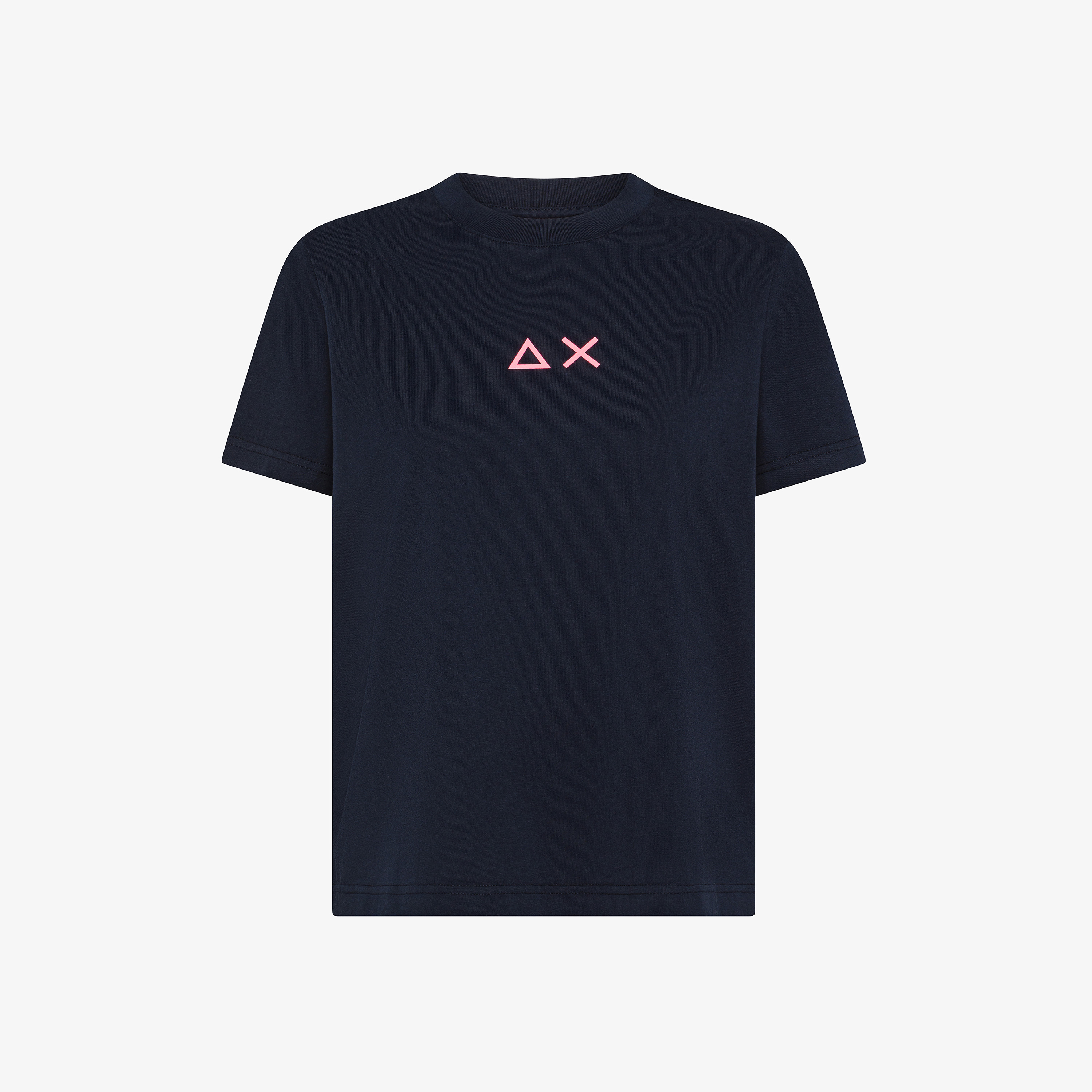 T-shirt girocollo in cotone con logo navy blue