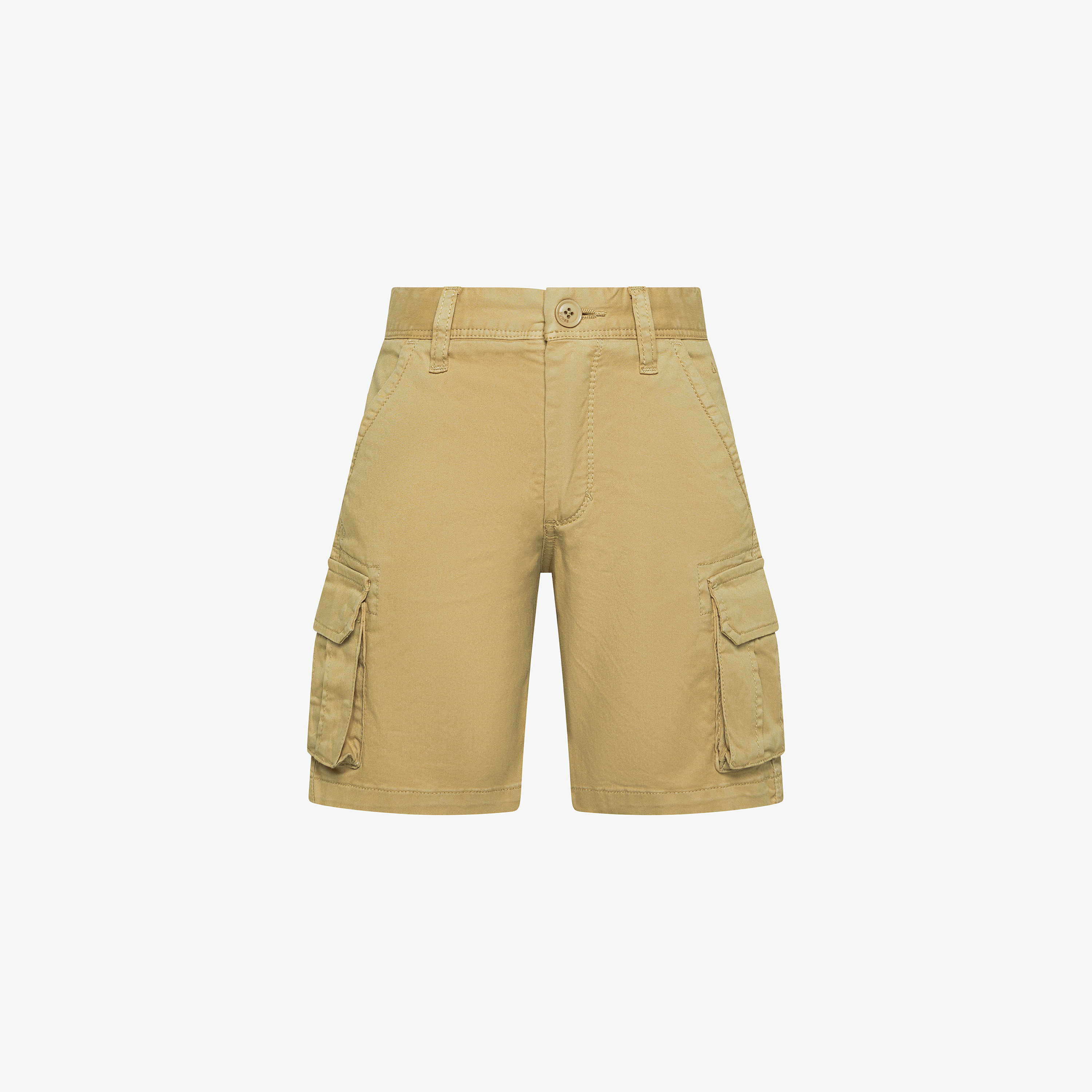 Beige cotton cargo shorts