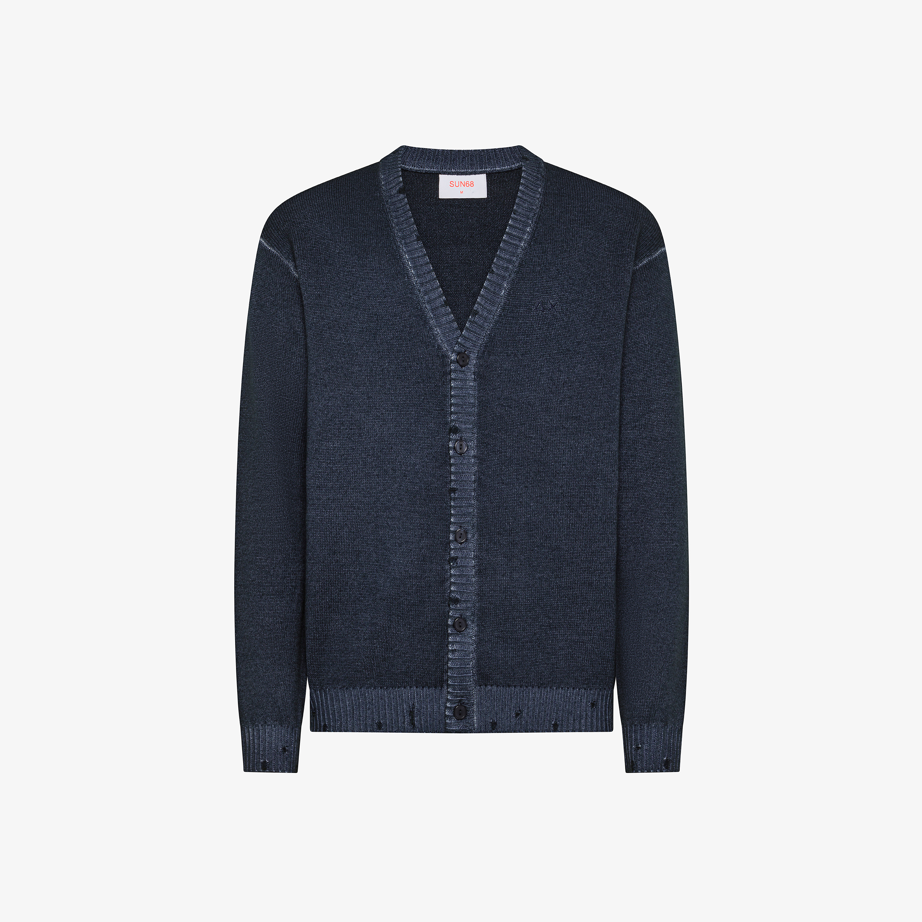 Cardigan in lana effetto vintage navy blue