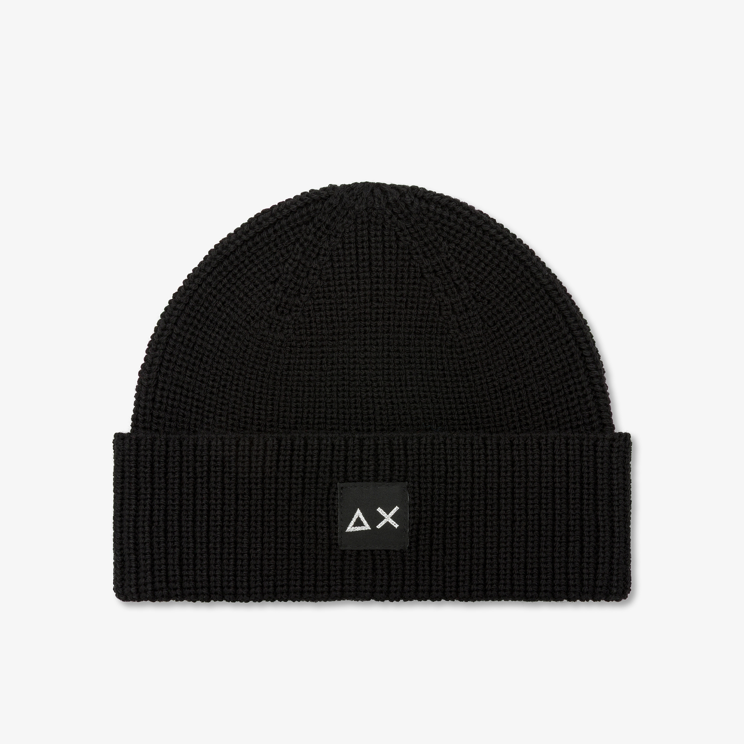 Black wool blend beanie with logo