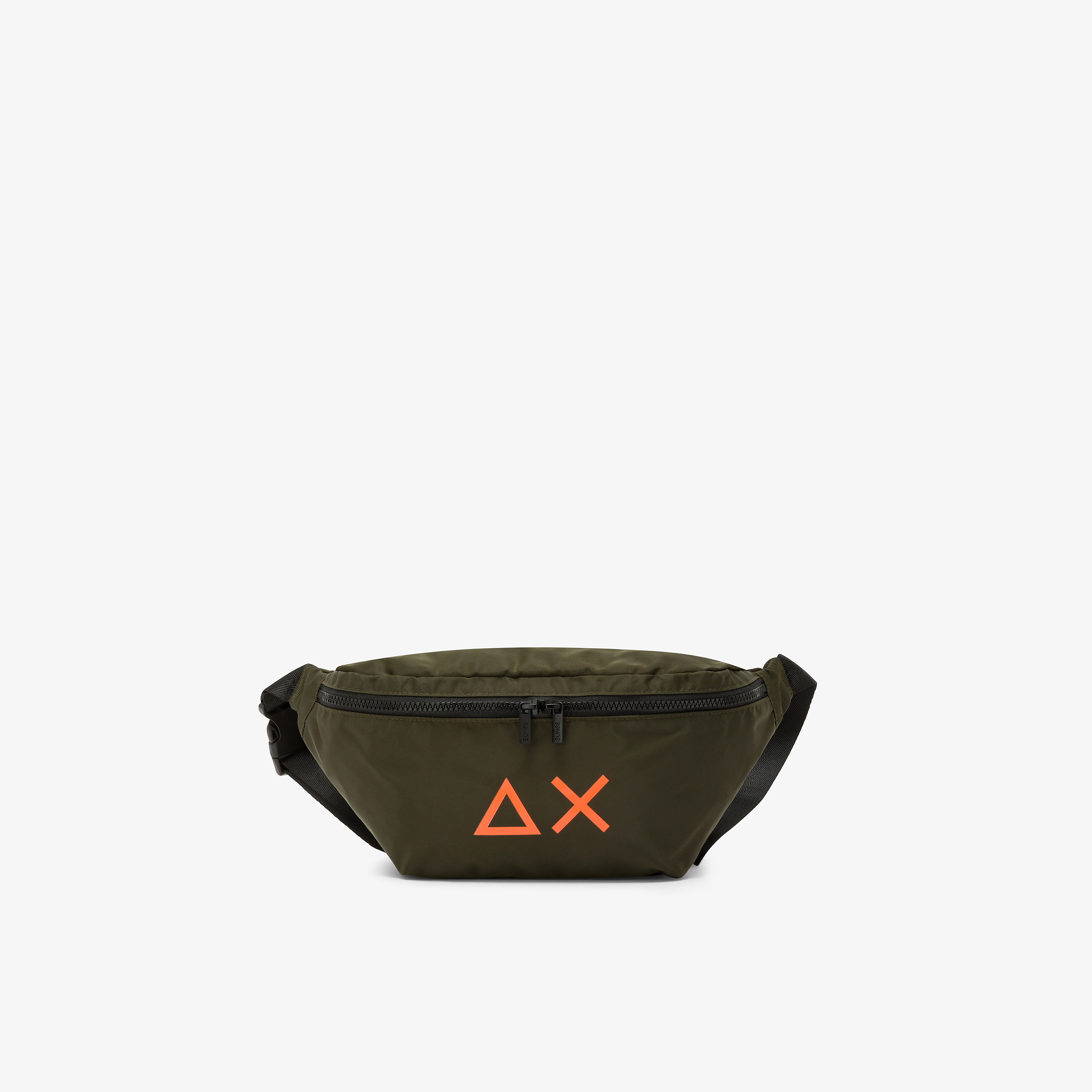 Dark military nylon belt bag with logo