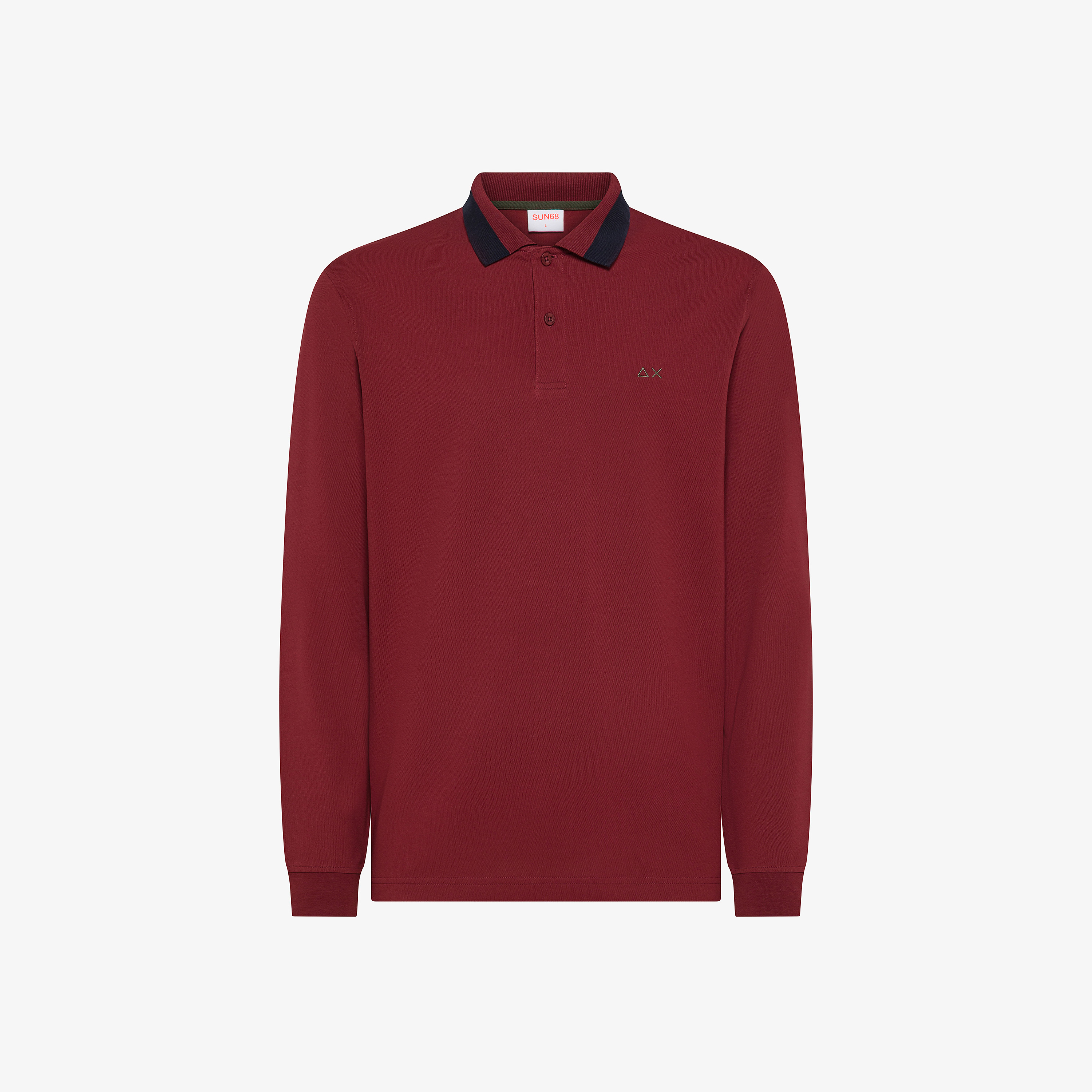 Bordeaux cotton piqué polo shirt with contrast collar
