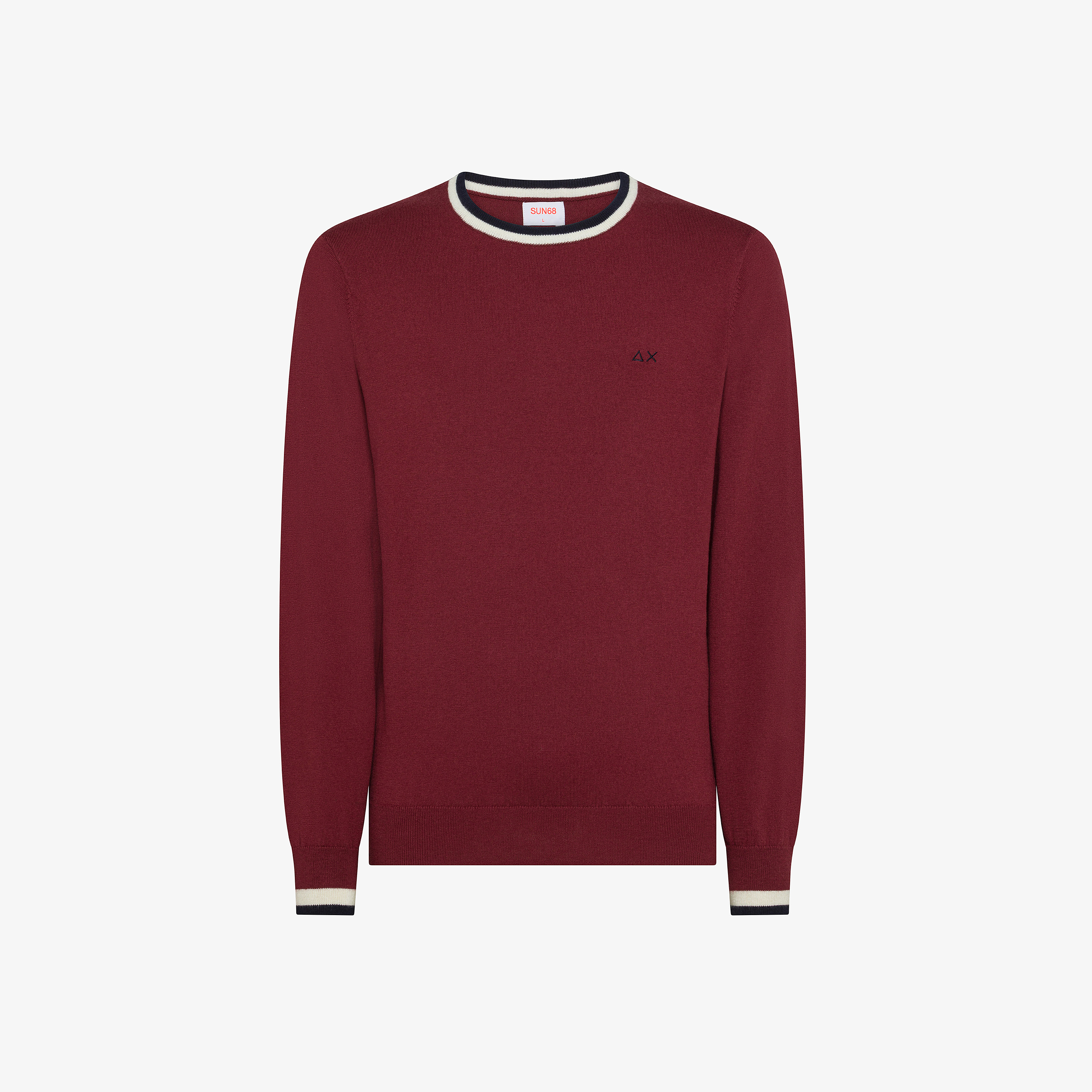Maglia in lana e cotone con righe bordeaux