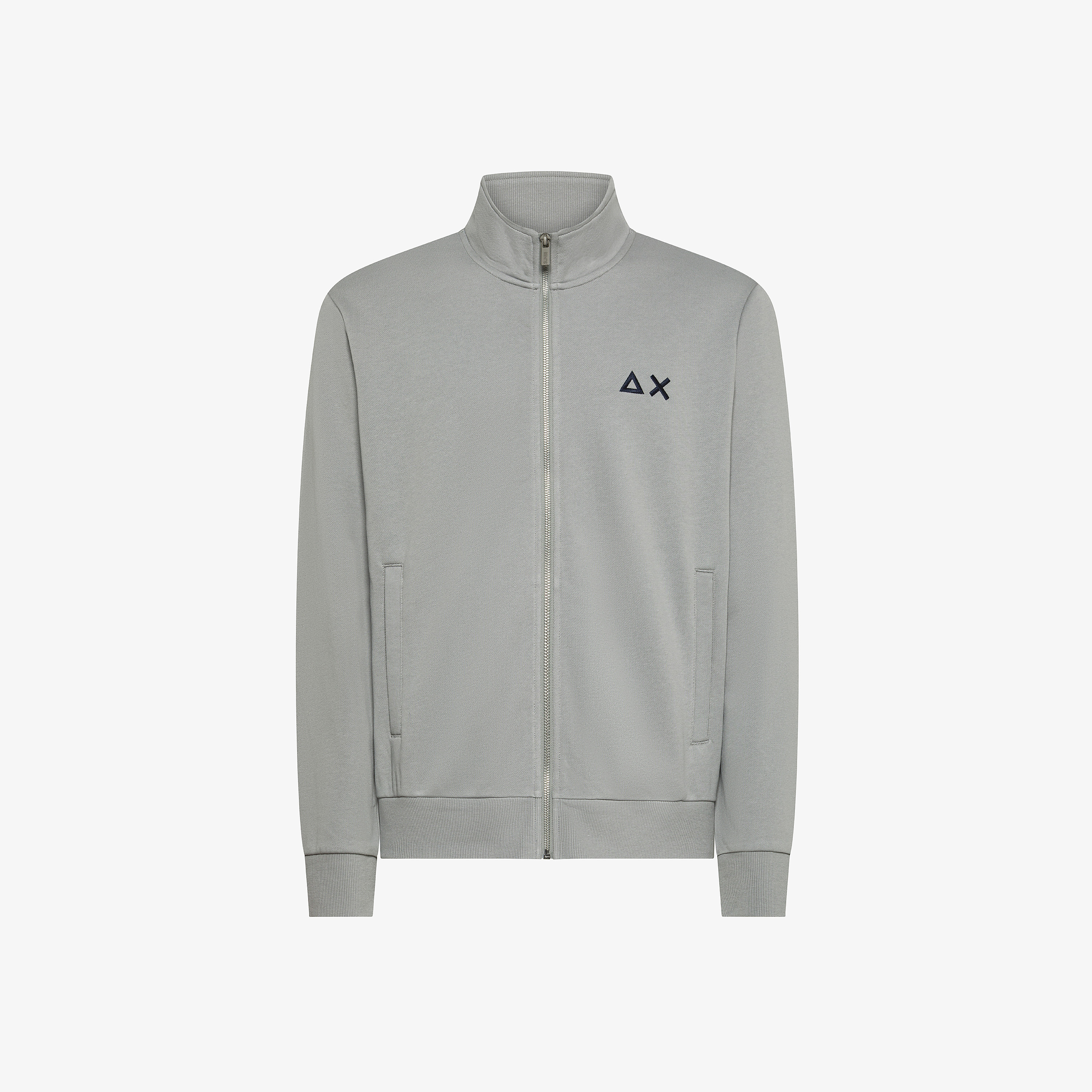 Felpa in cotone con zip e logo grigio medio