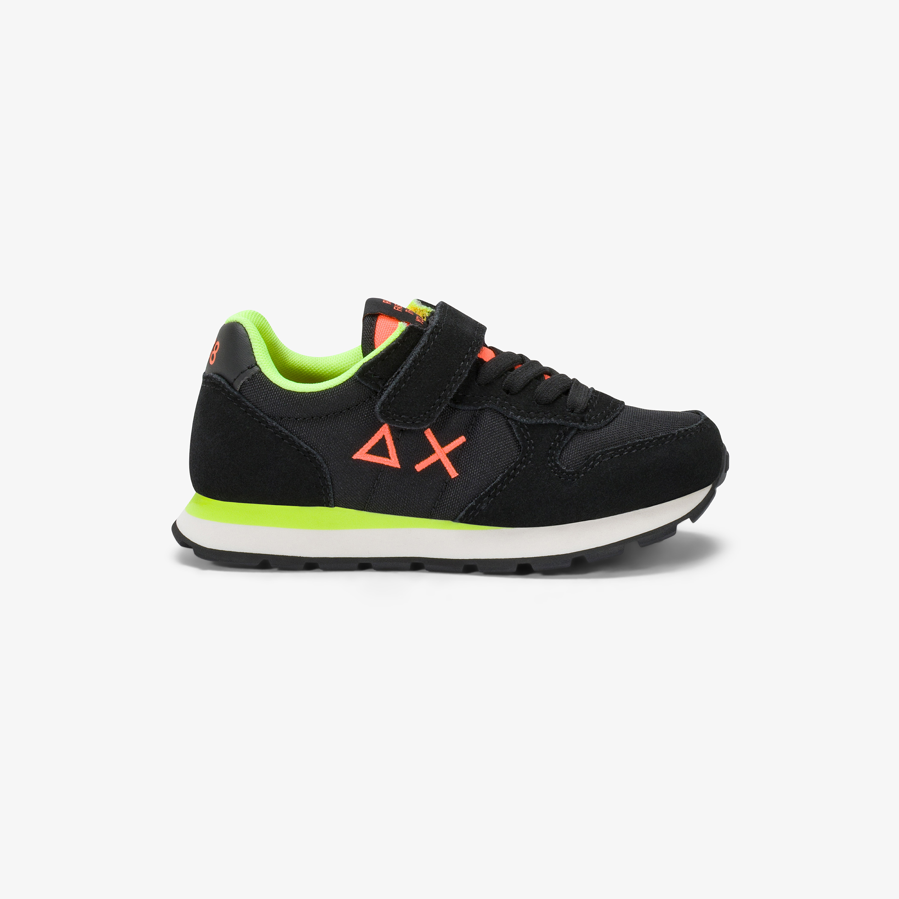Sneaker Kid Boy's Tom Fluo con lacci e cinturino nero