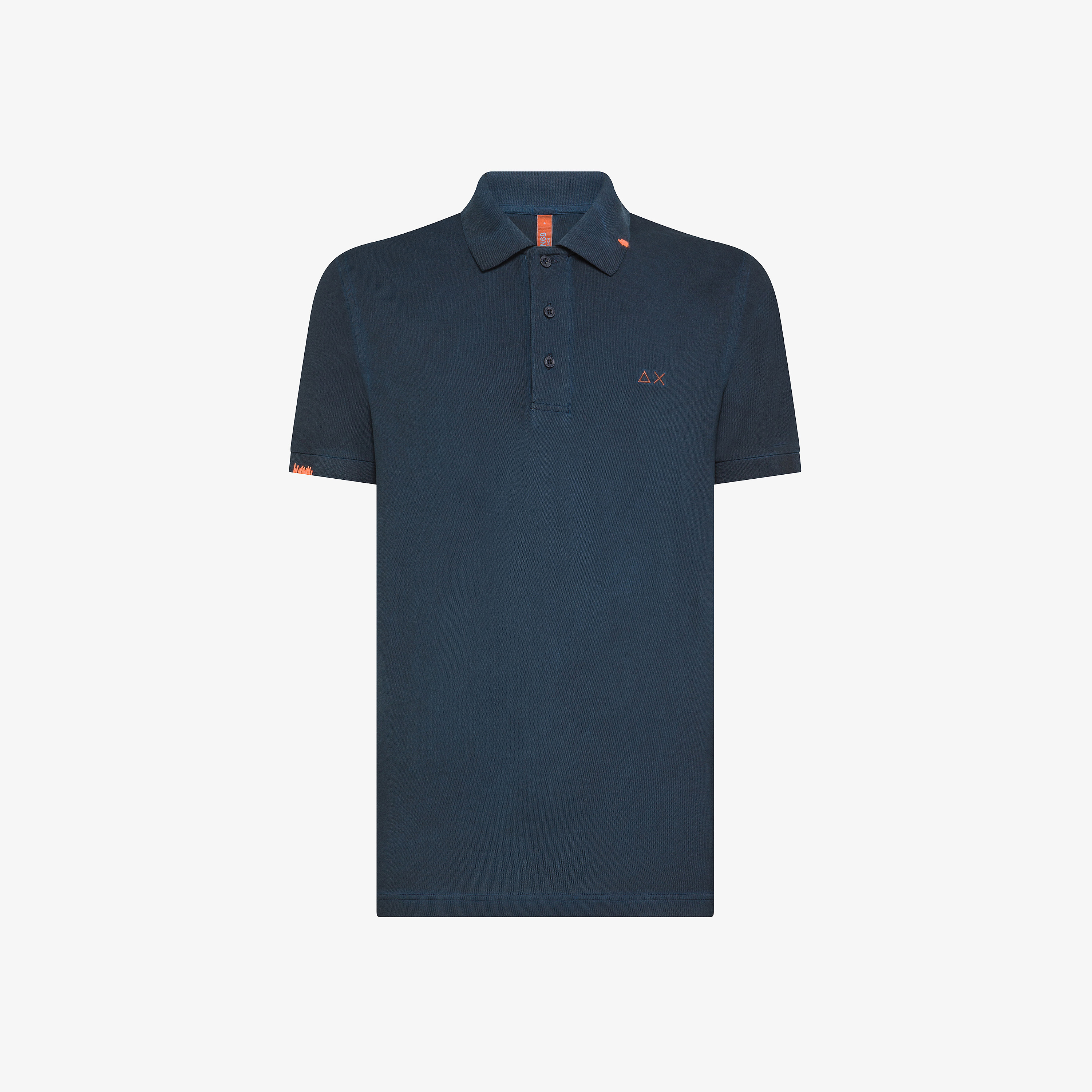 Navy blue polo shirt with fluorescent embroidery