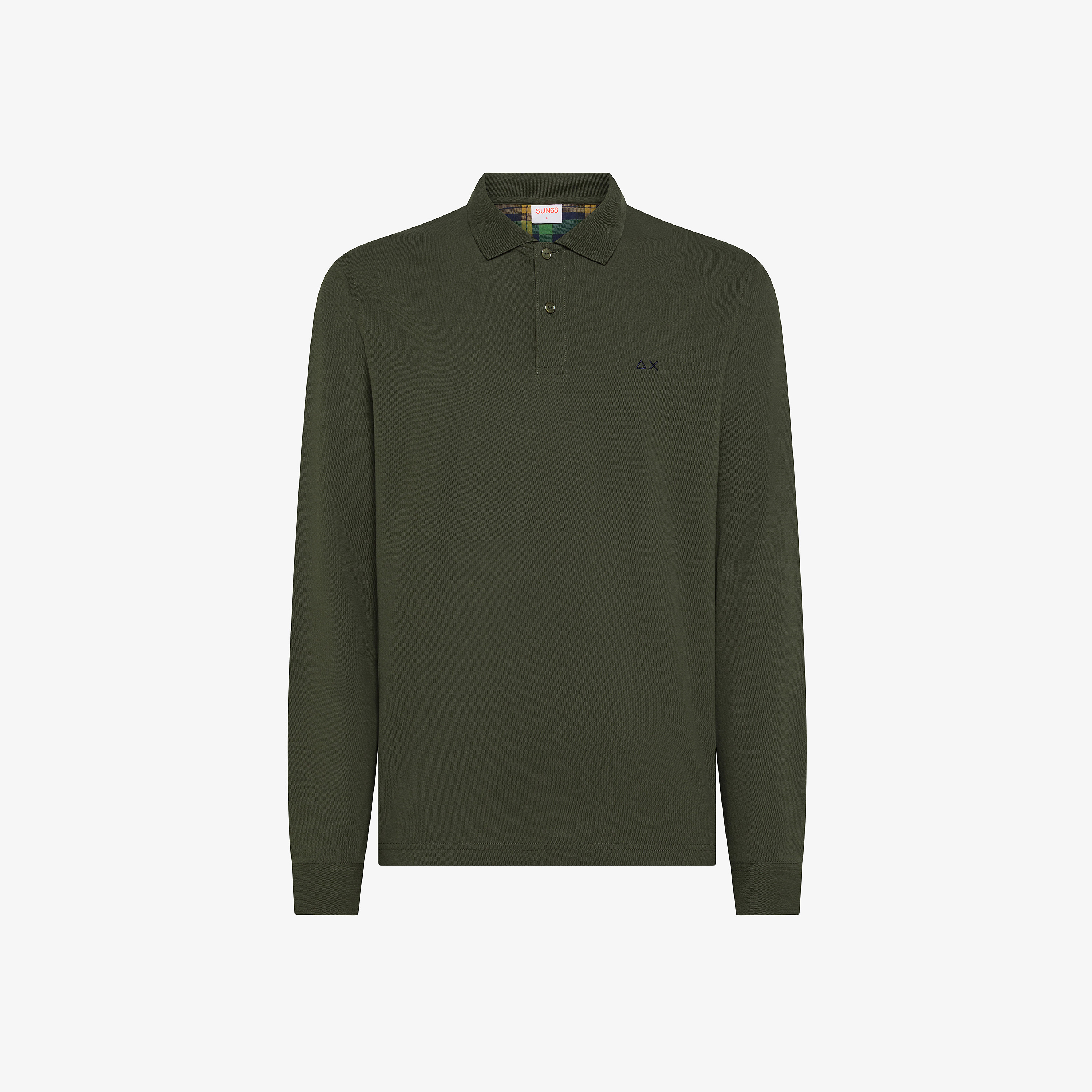 Polo in cotone con patch militare scuro