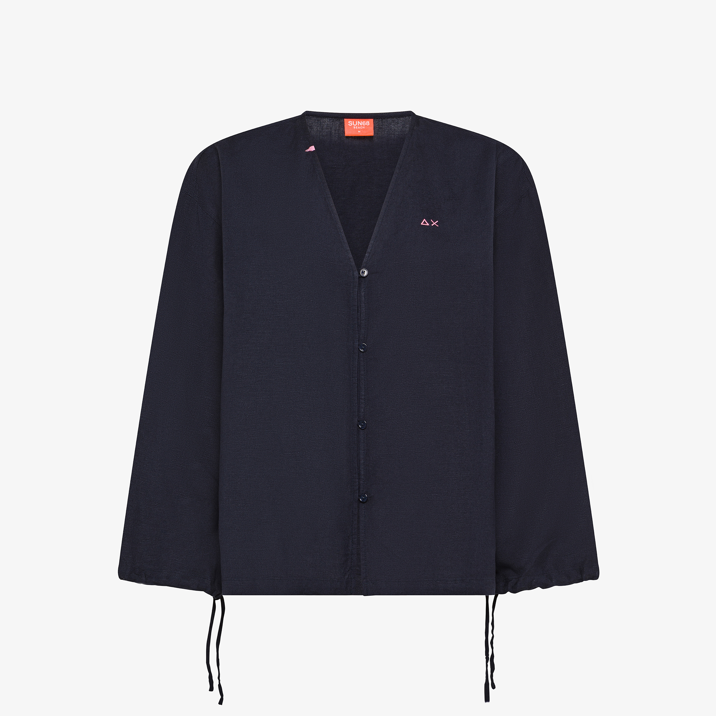 Camicia in misto lino blu navy