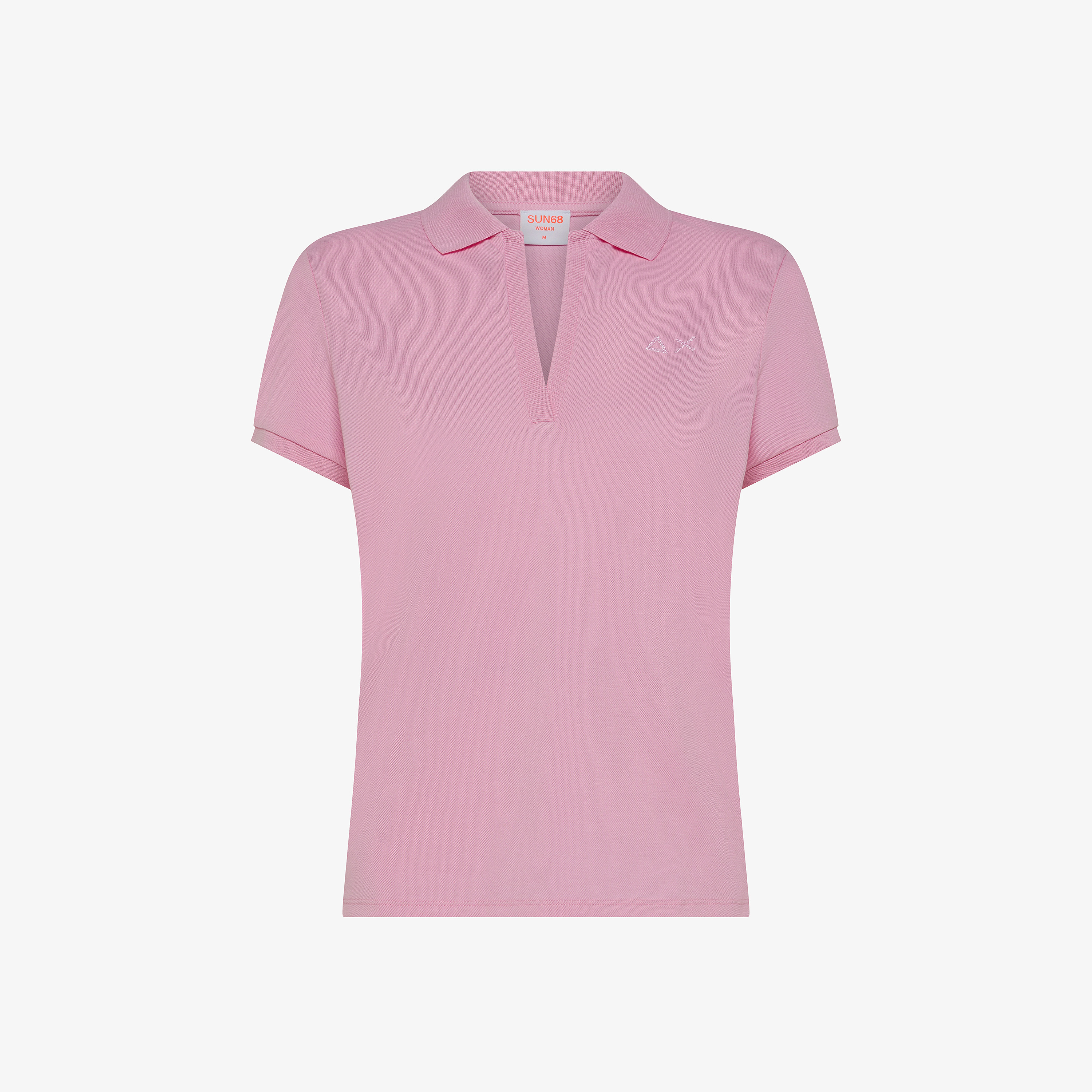 Geranium cotton piqué polo shirt with rhinestone logo