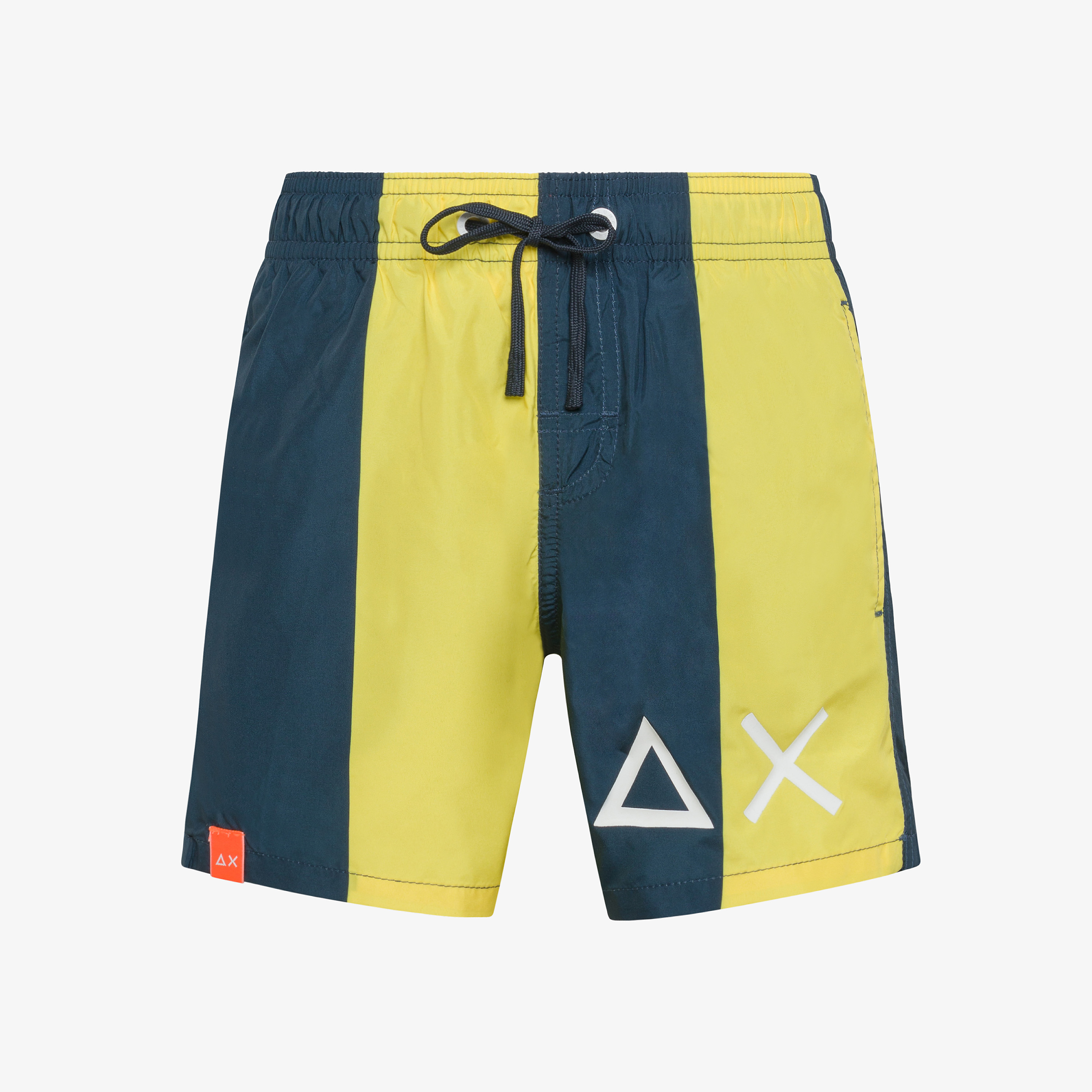 Boxer mare a righe gialle e blu navy
