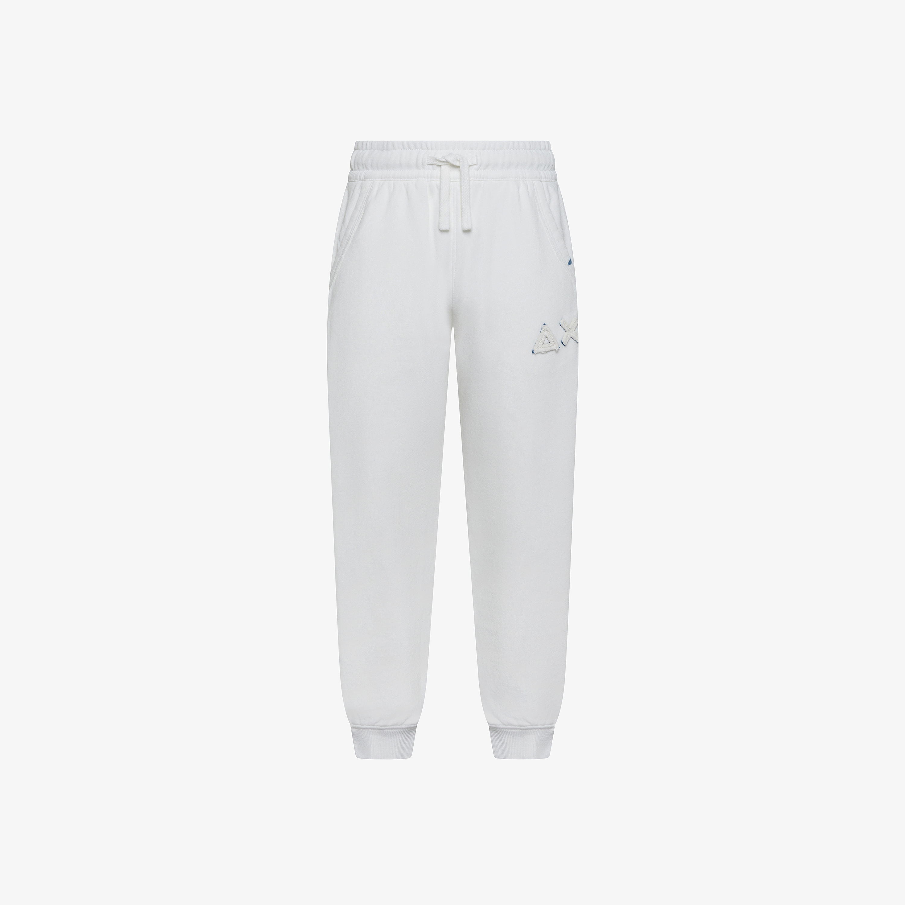 Pantaloni in felpa di cotone bianco panna