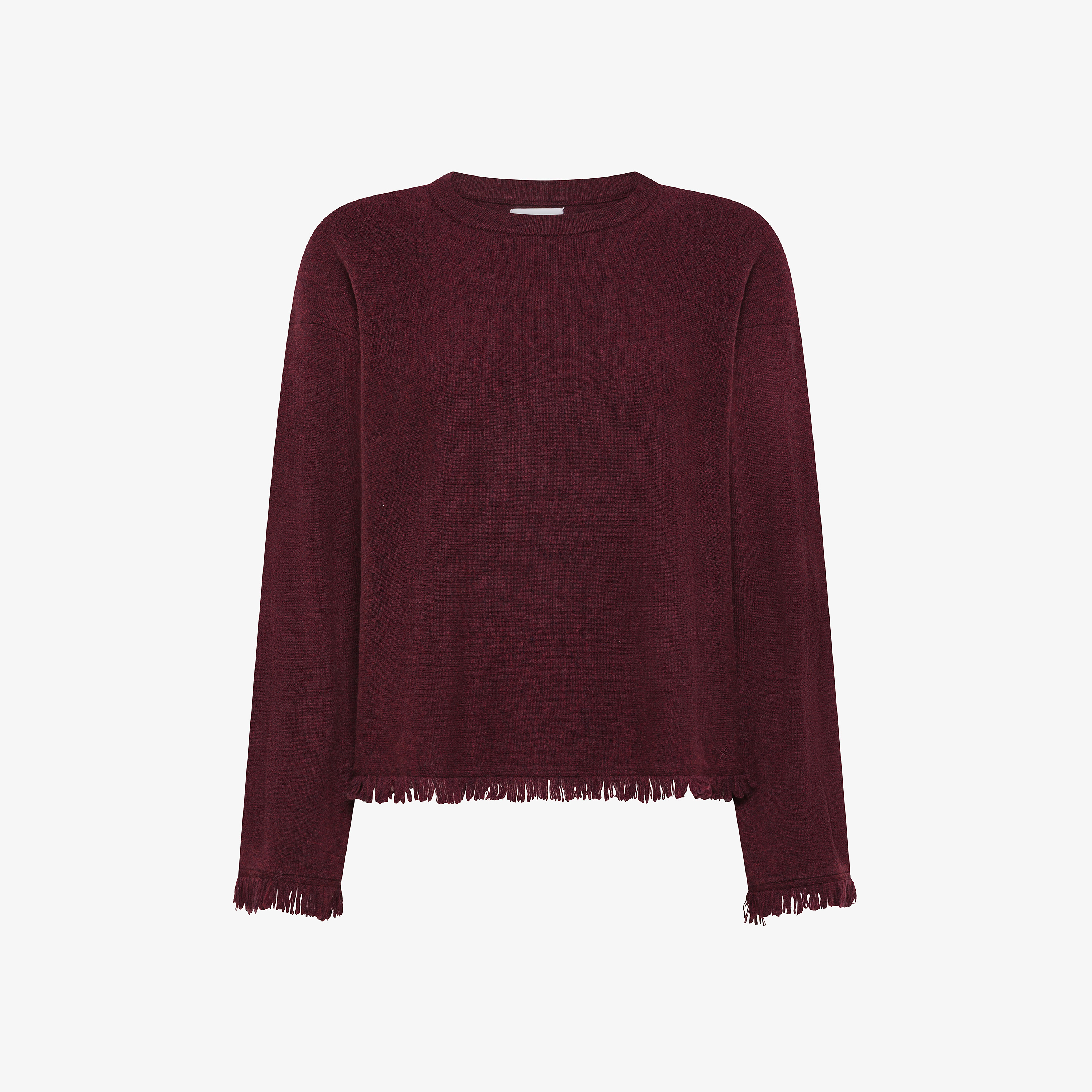 Bordeaux wool and cashmere jumper with fringes