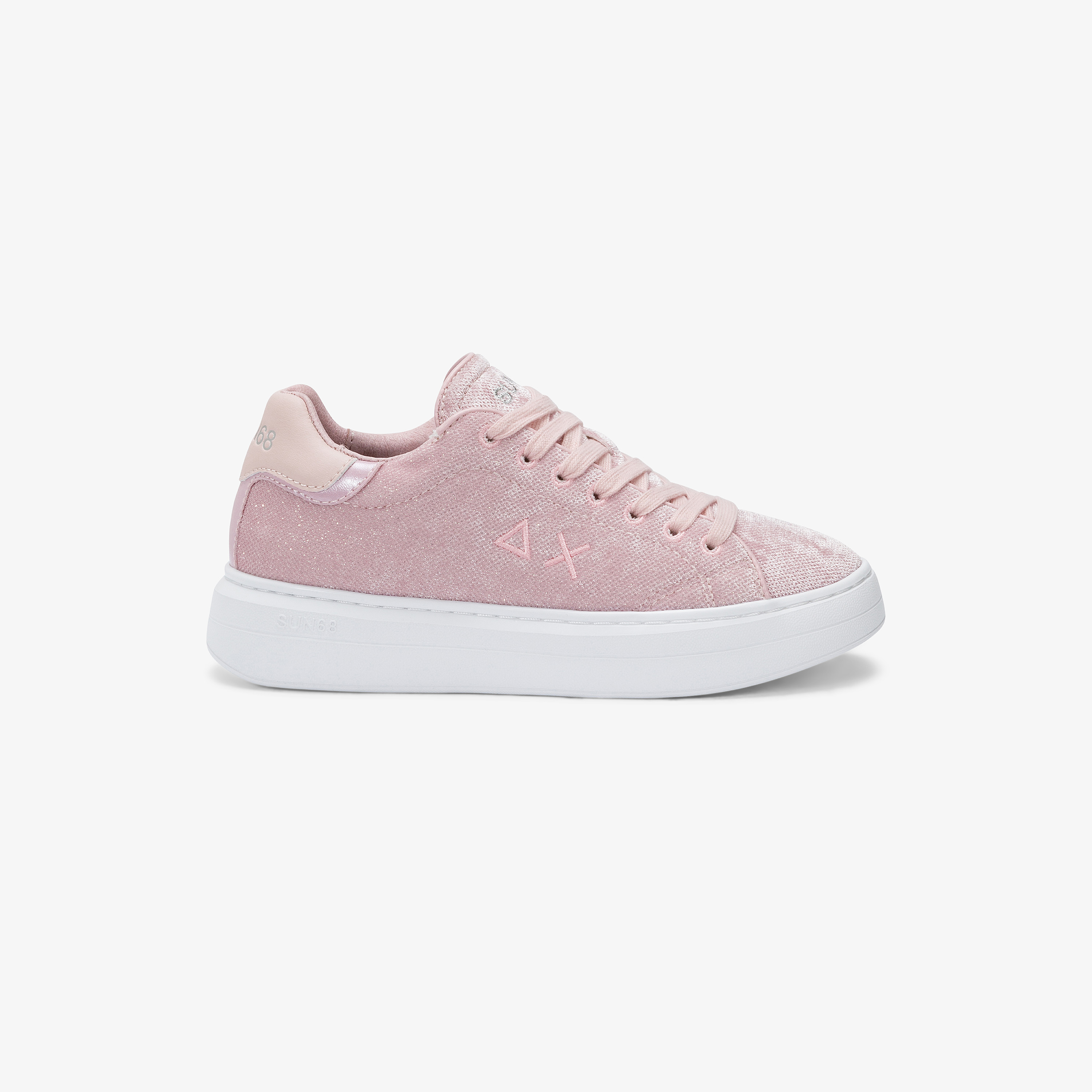 Pink Teen Girl's Grace Velvet sneaker with logo