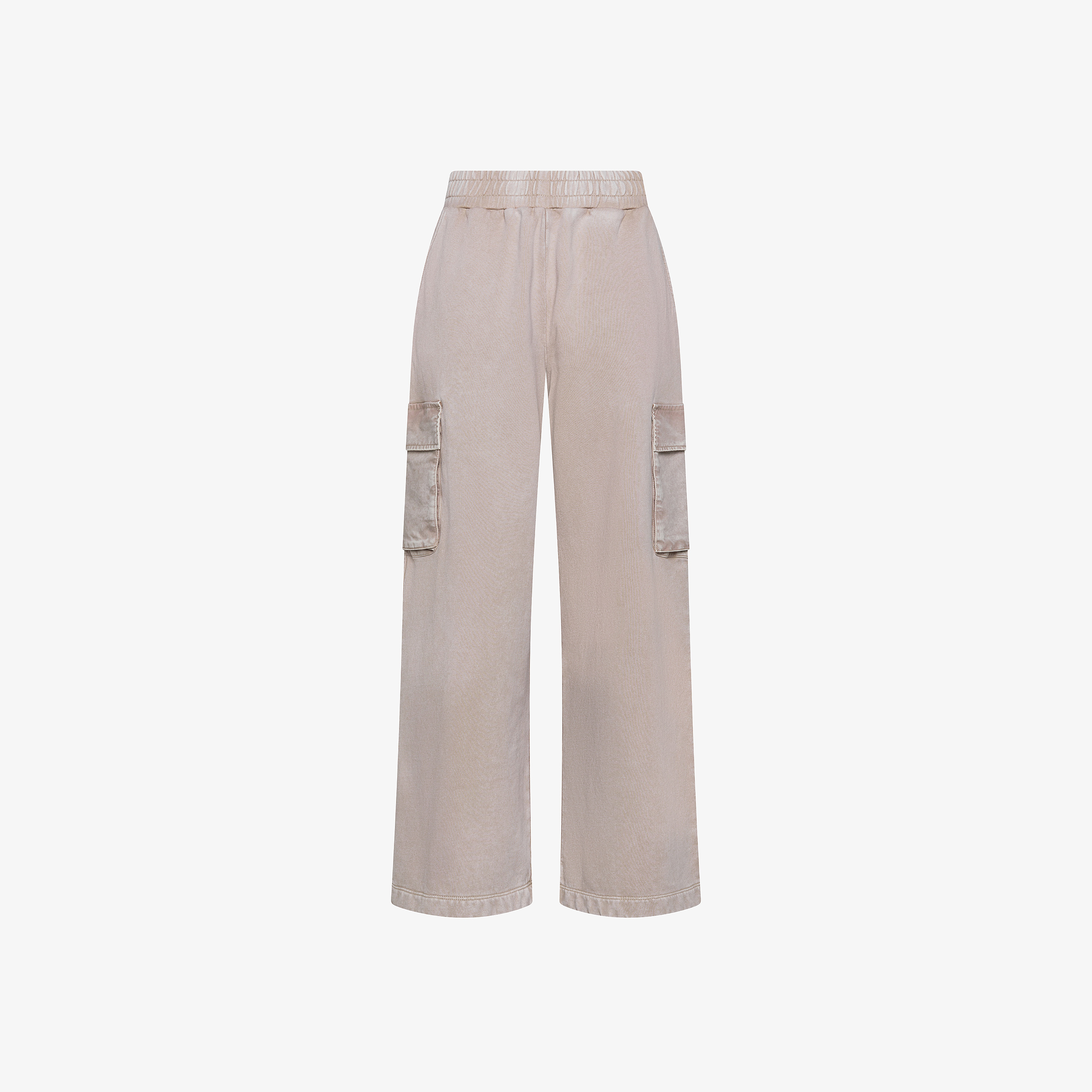 Stone cotton fleece cargo trousers marble wash