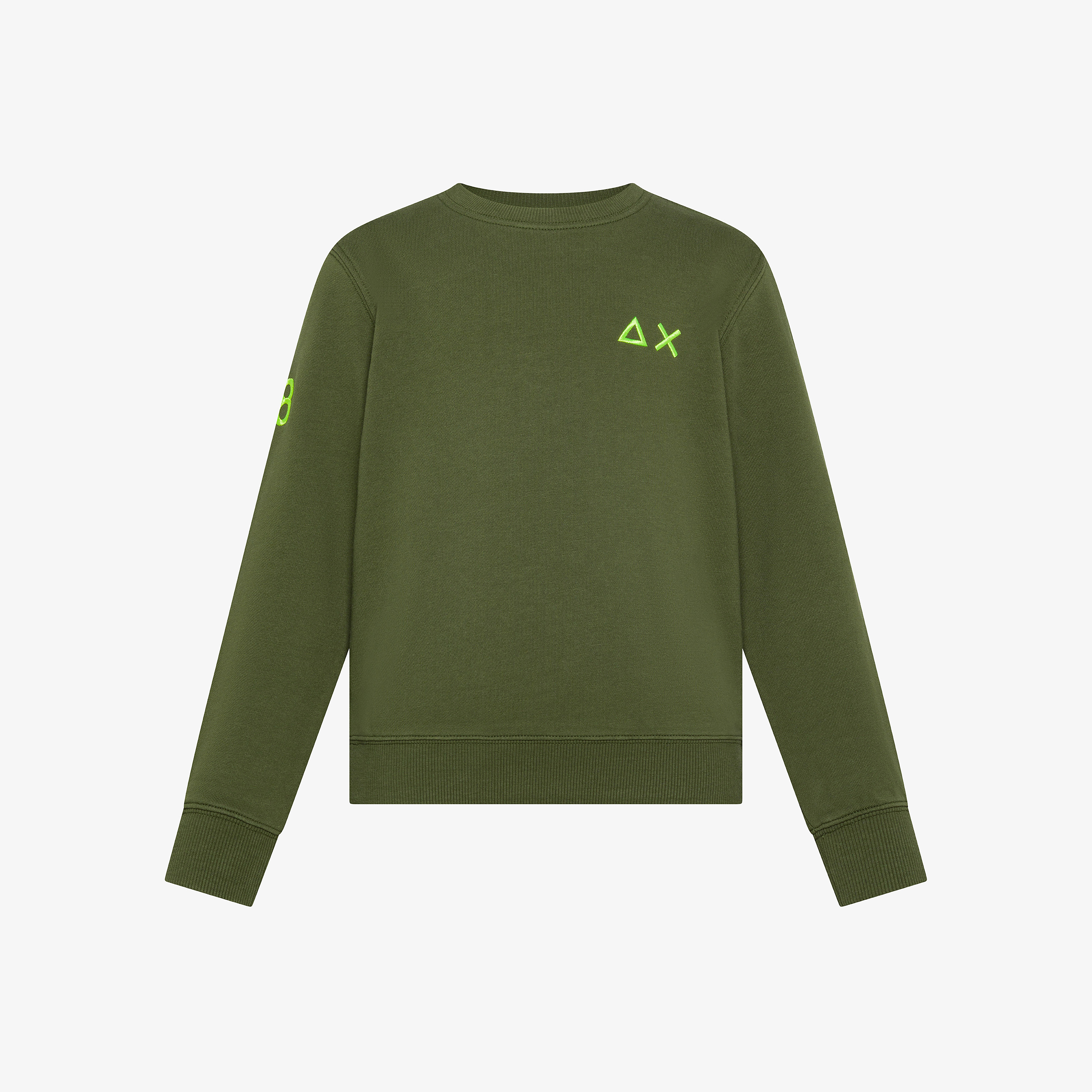 Dark green cotton crew-neck sweatshirt