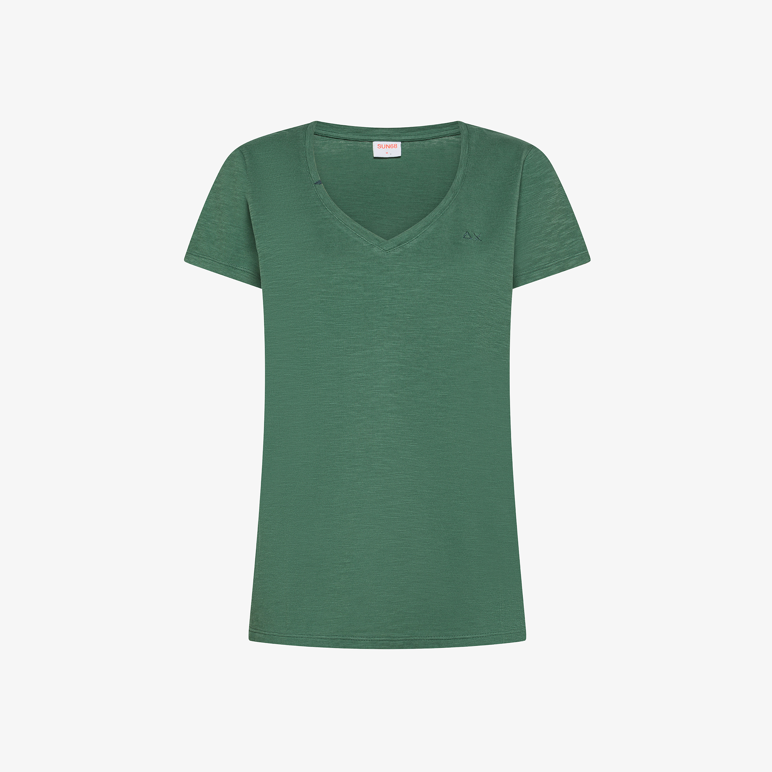 T-shirt a maniche corte in jersey di lino verde muschio