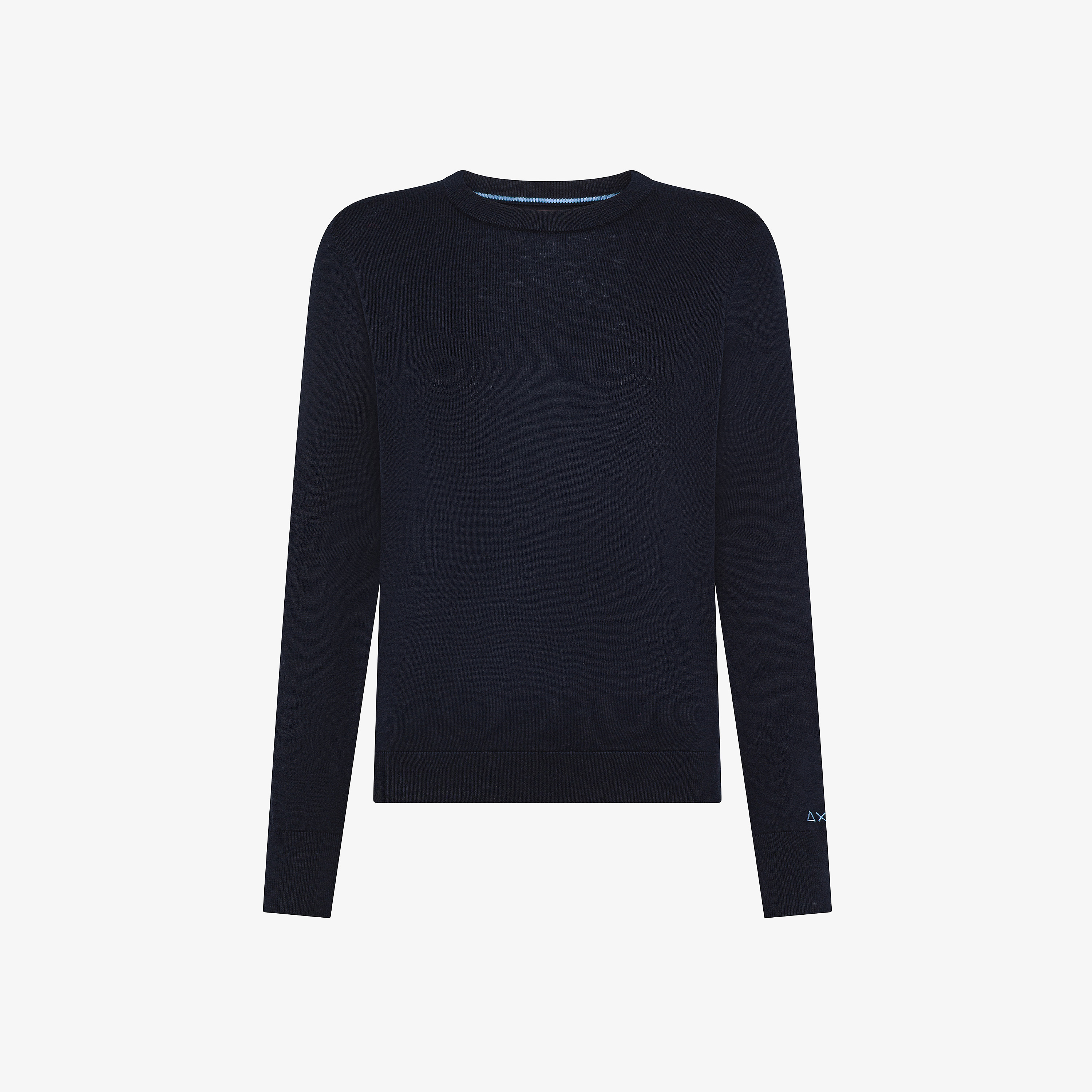 Maglia girocollo in lana e cotone navy blue