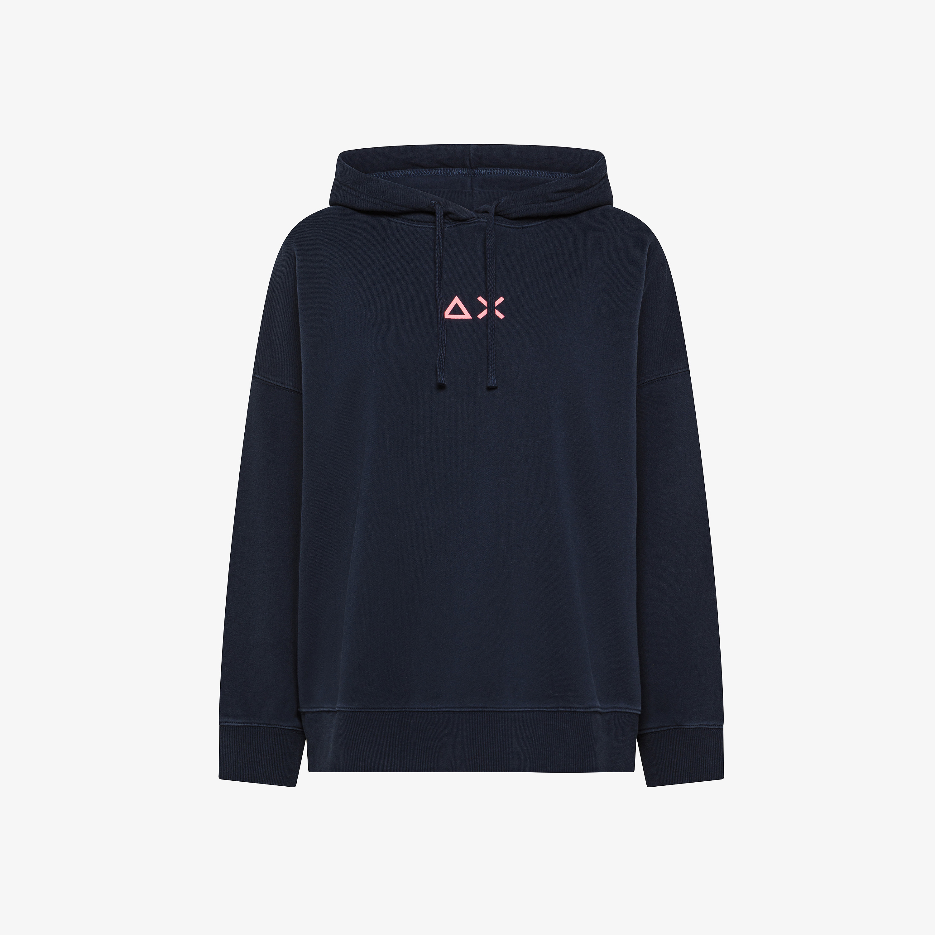 Felpa in cotone con logo e cappuccio navy blue