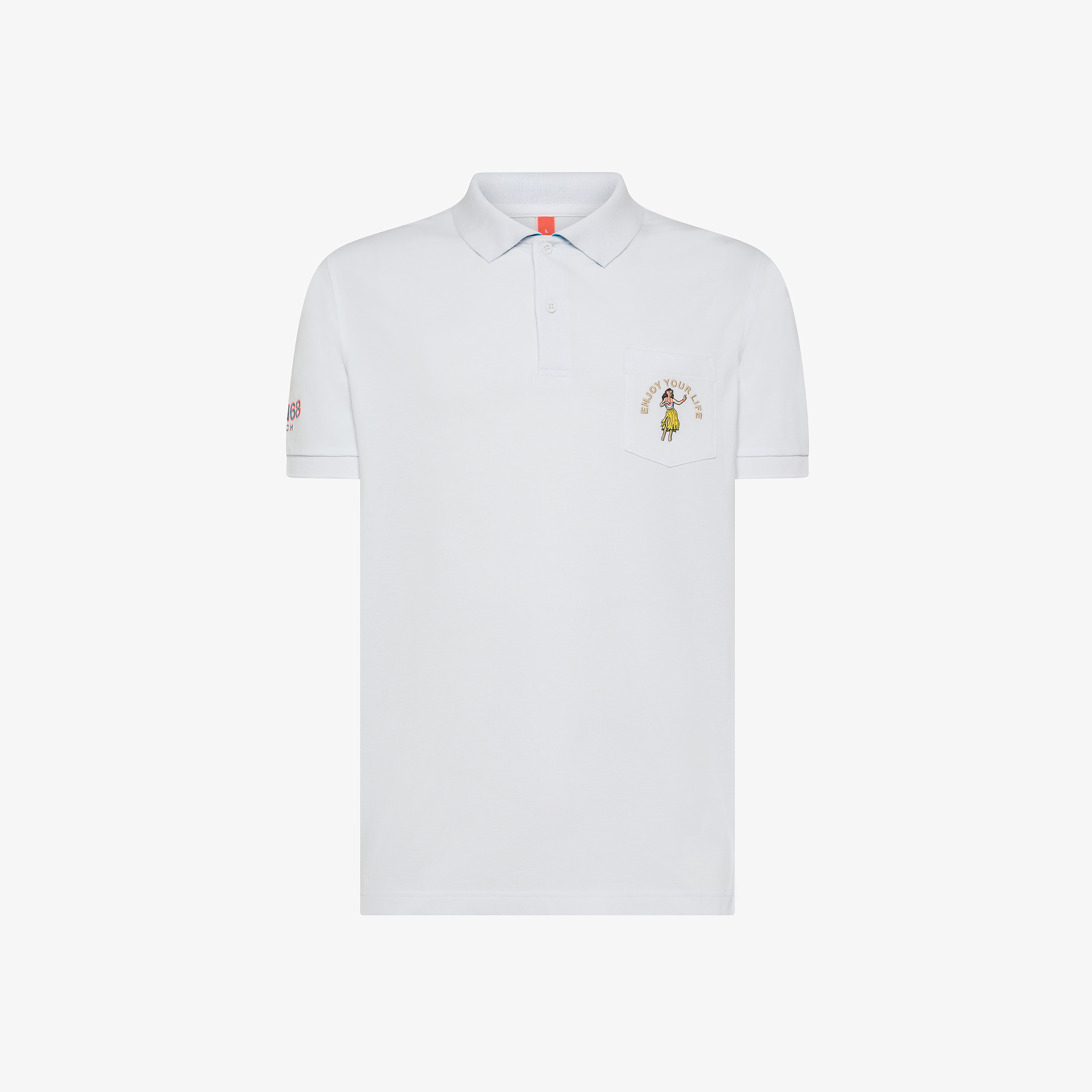 White polo shirt with embroidered pocket