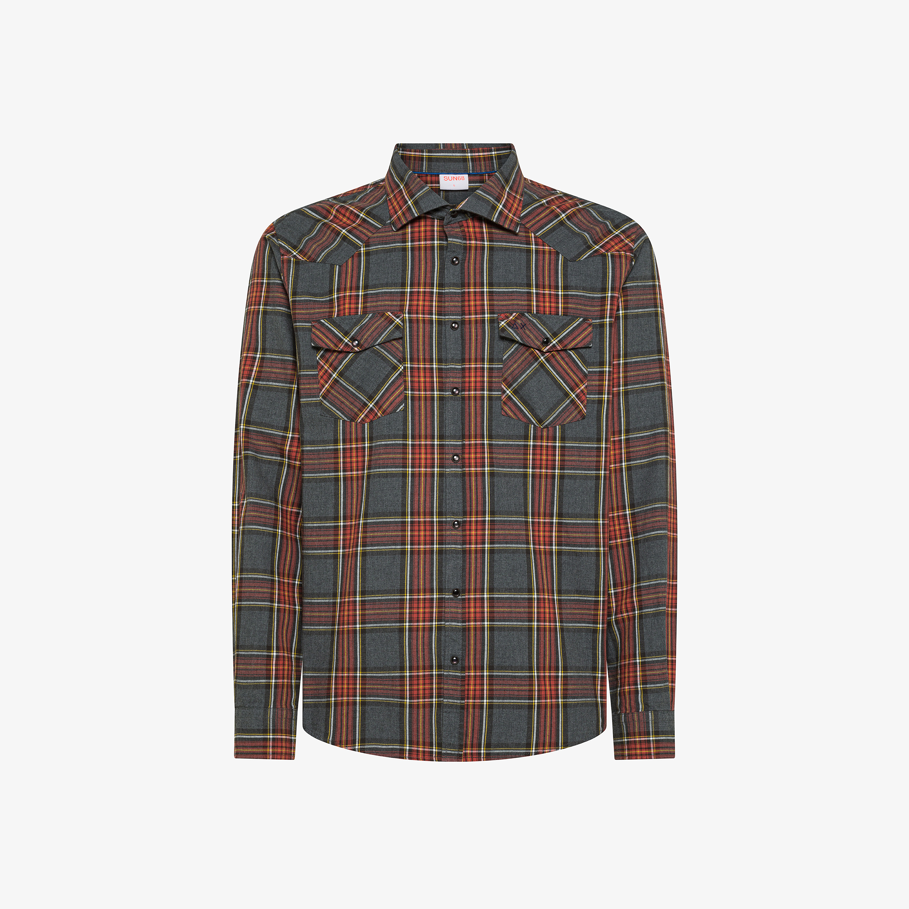 Dark grey checked cotton shirt