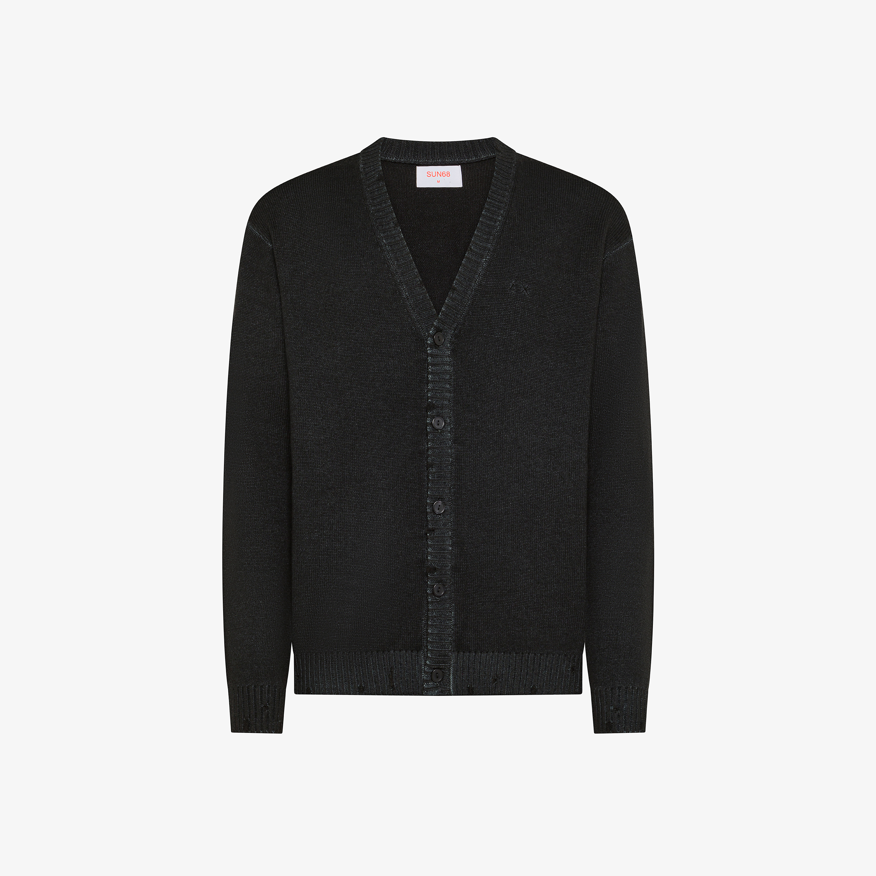 Cardigan in lana effetto vintage nero