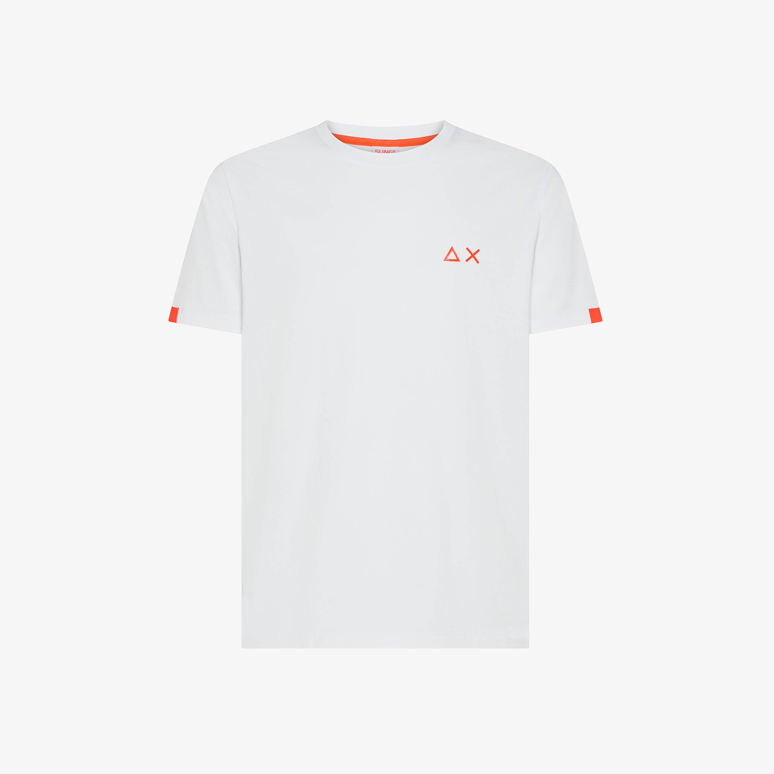 White cotton t-shirt with fluorescent logo
