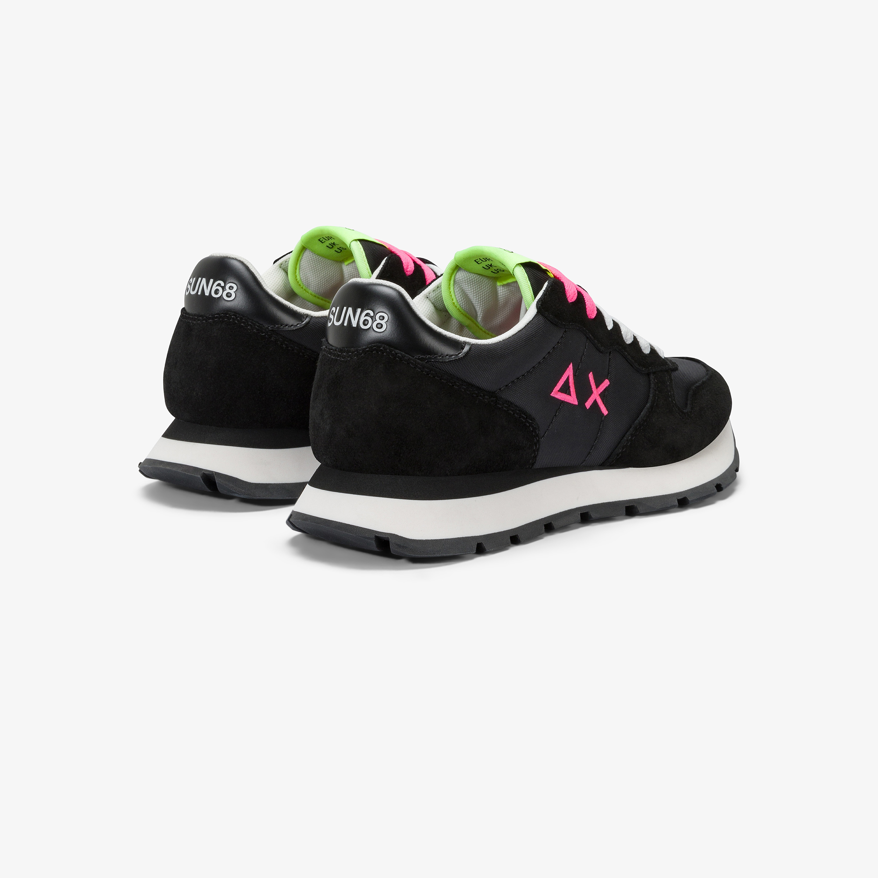 Sneaker Ally in suede e nylon nero e fucsia fluo