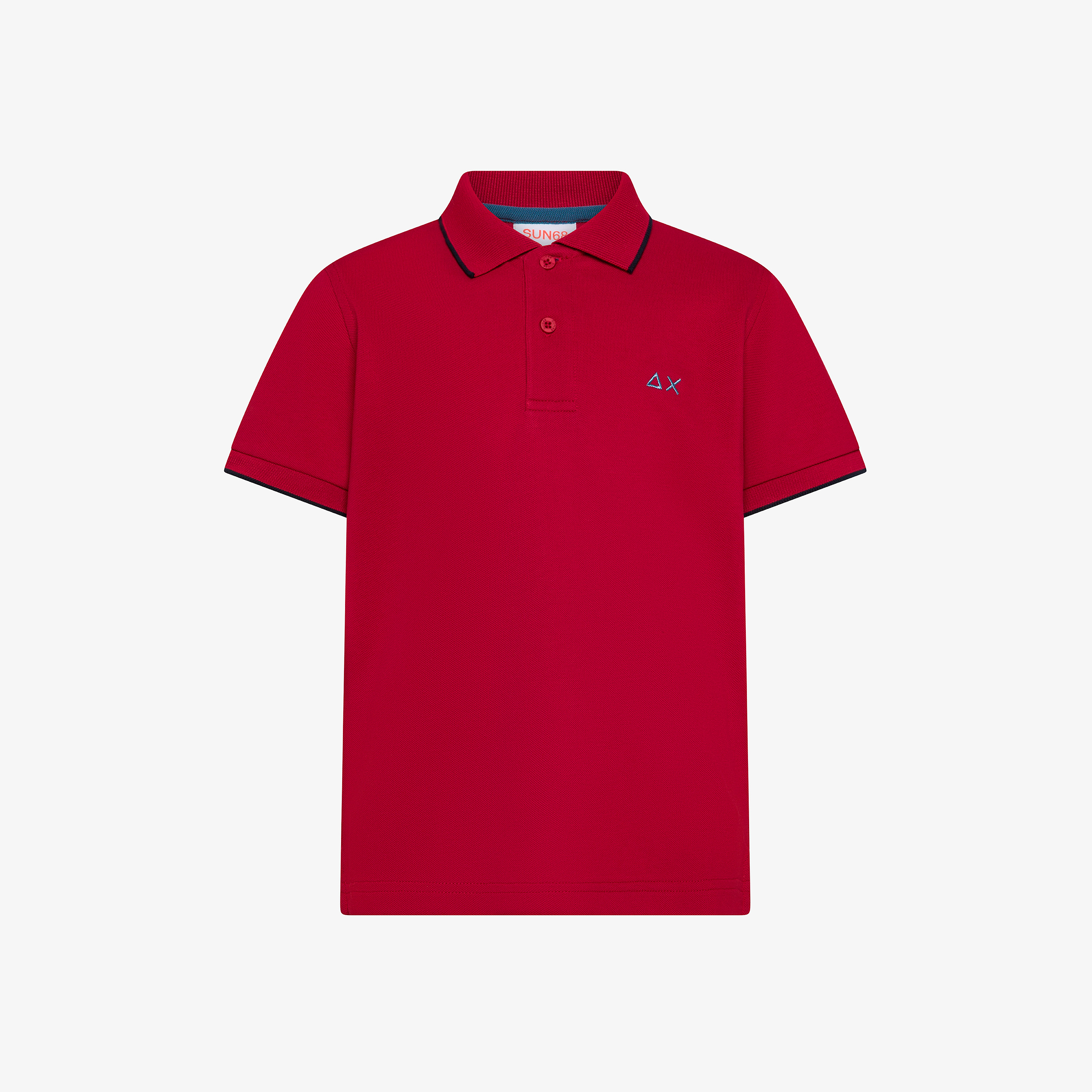 Boy's polo small stripe on collar s/s