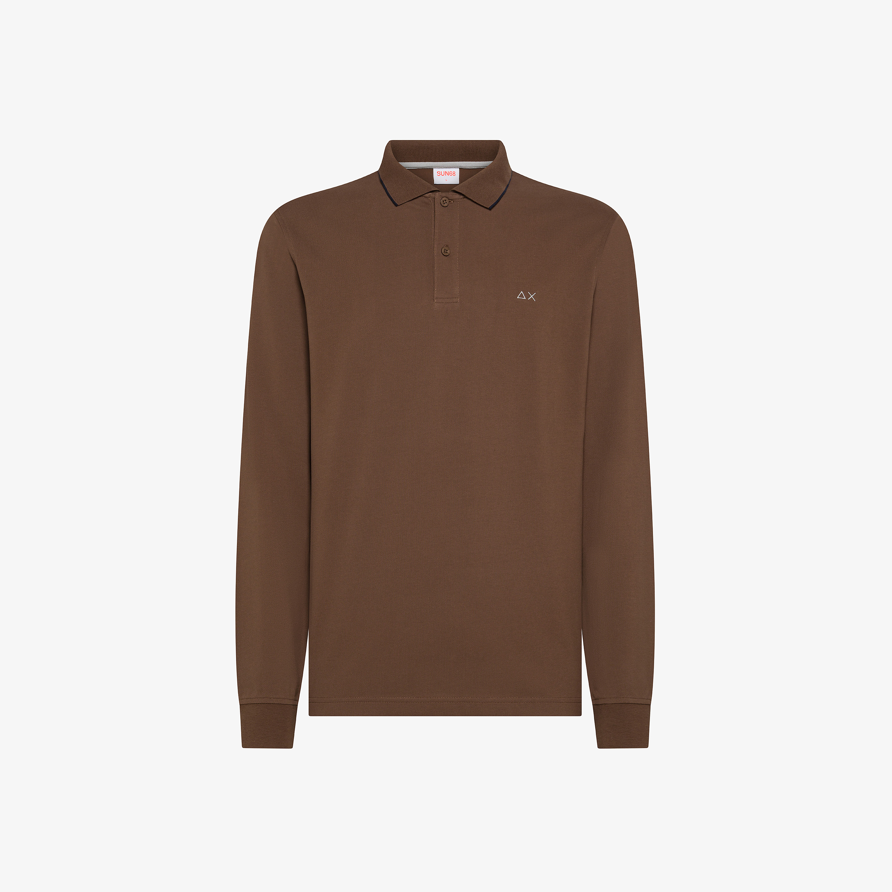 Brown cotton piqué polo shirt with logo