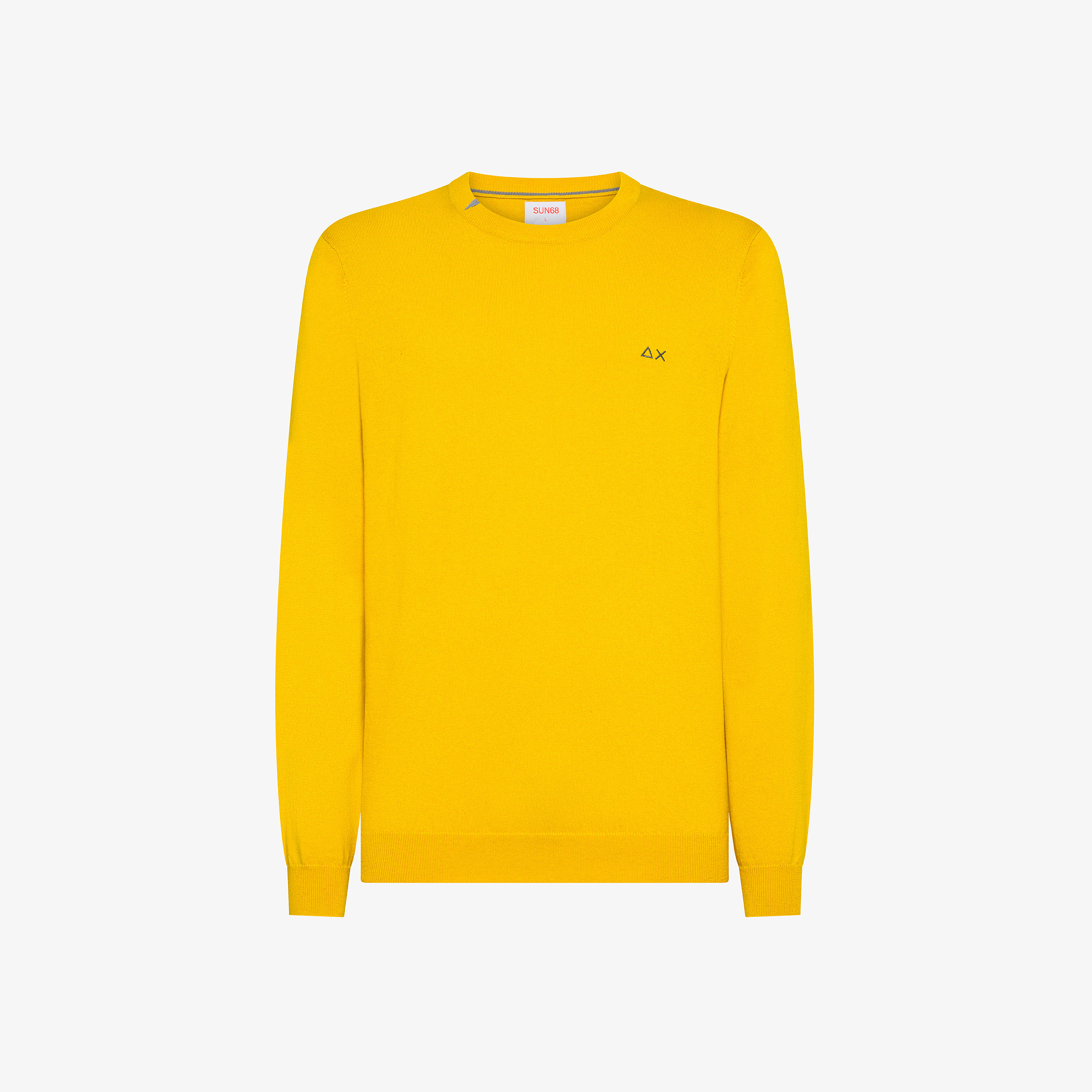 Maglia girocollo in misto lana giallo