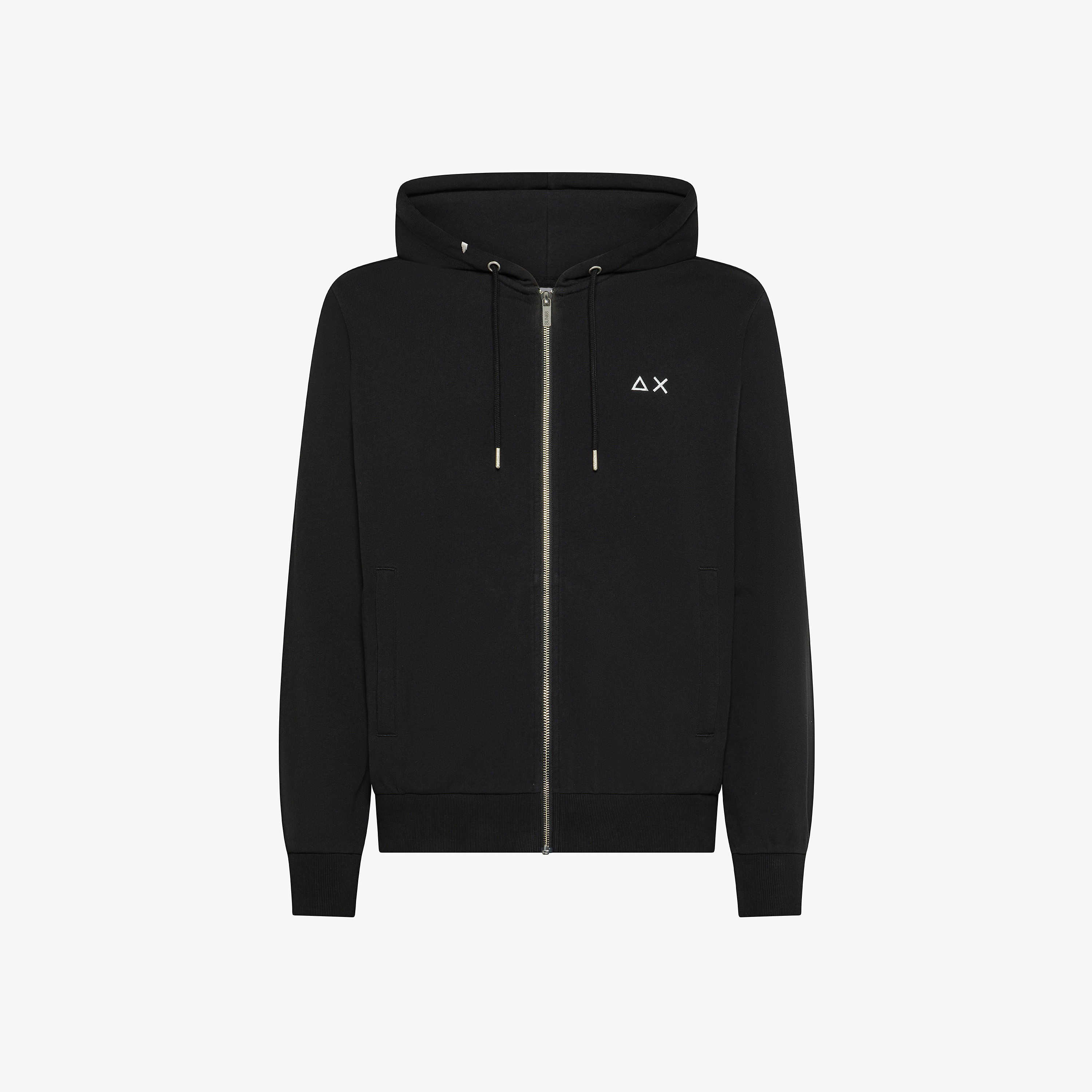 Black cotton fleece zip hoodie