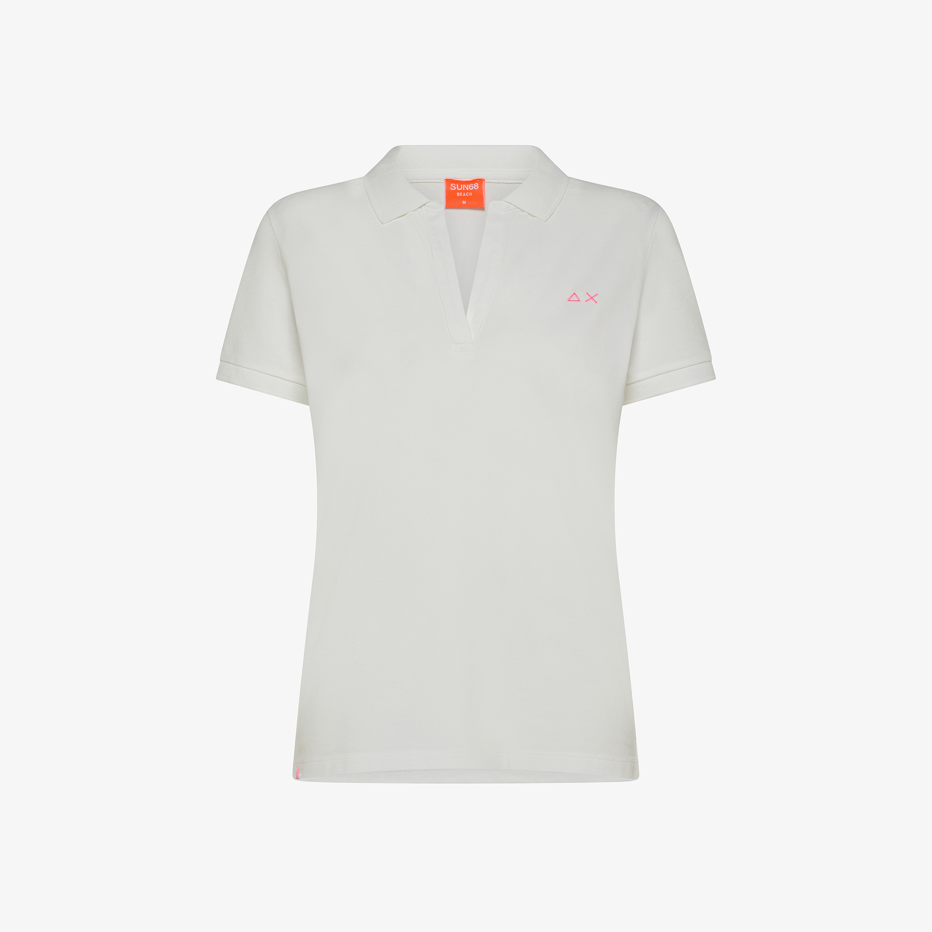 Off white cotton piqué polo shirt