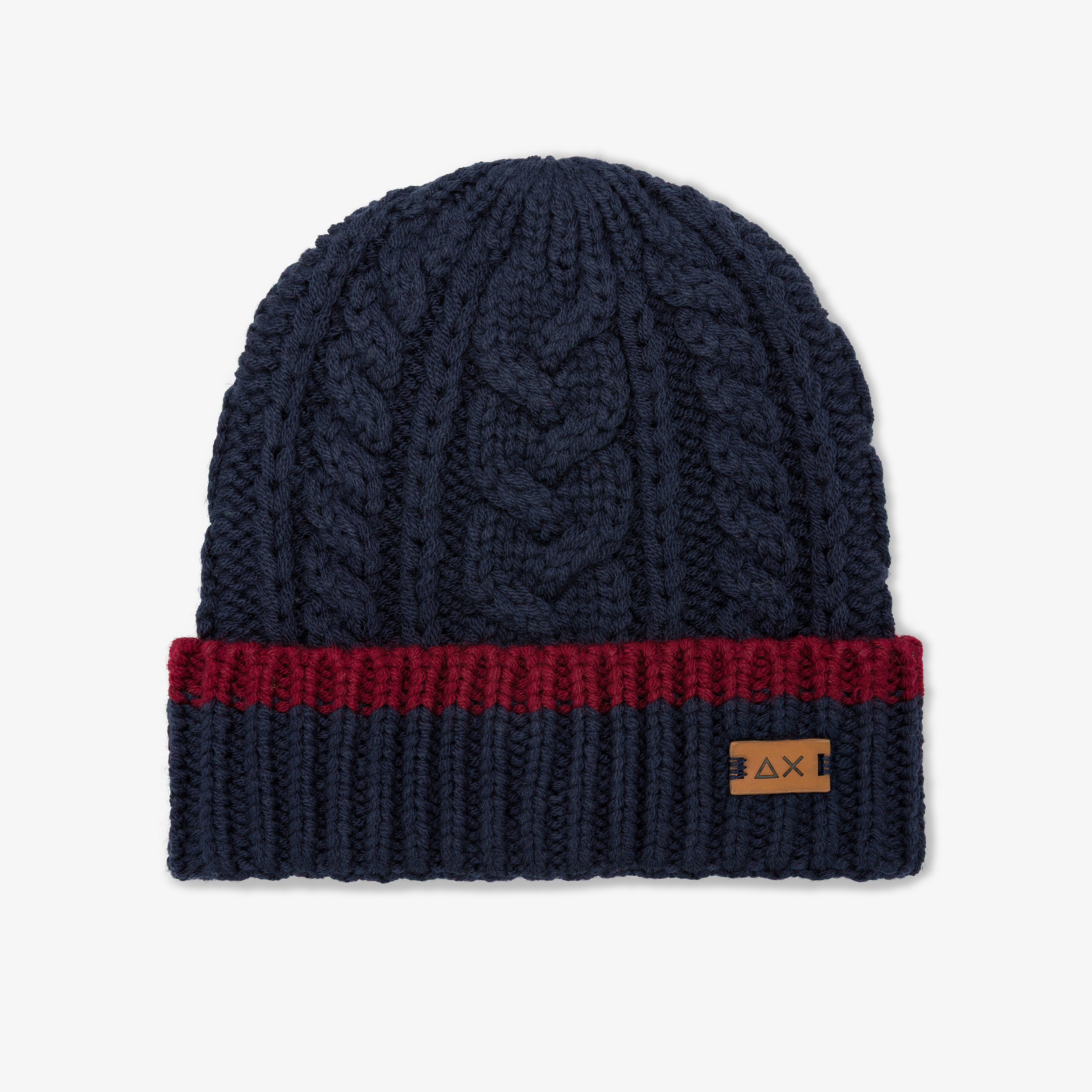 Berretto beanie in misto lana a trecce navy blue