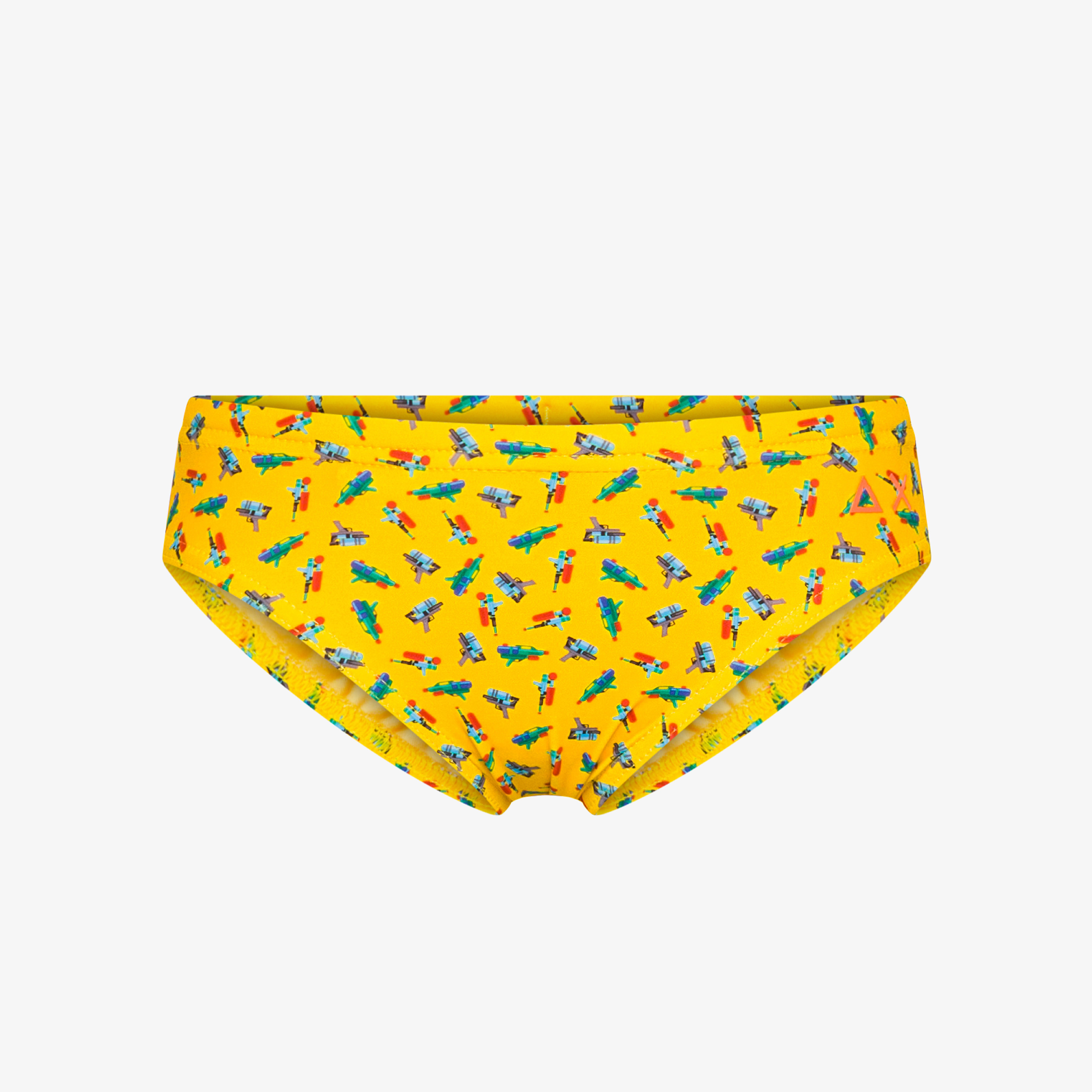 Slip mare in nylon stampato giallo