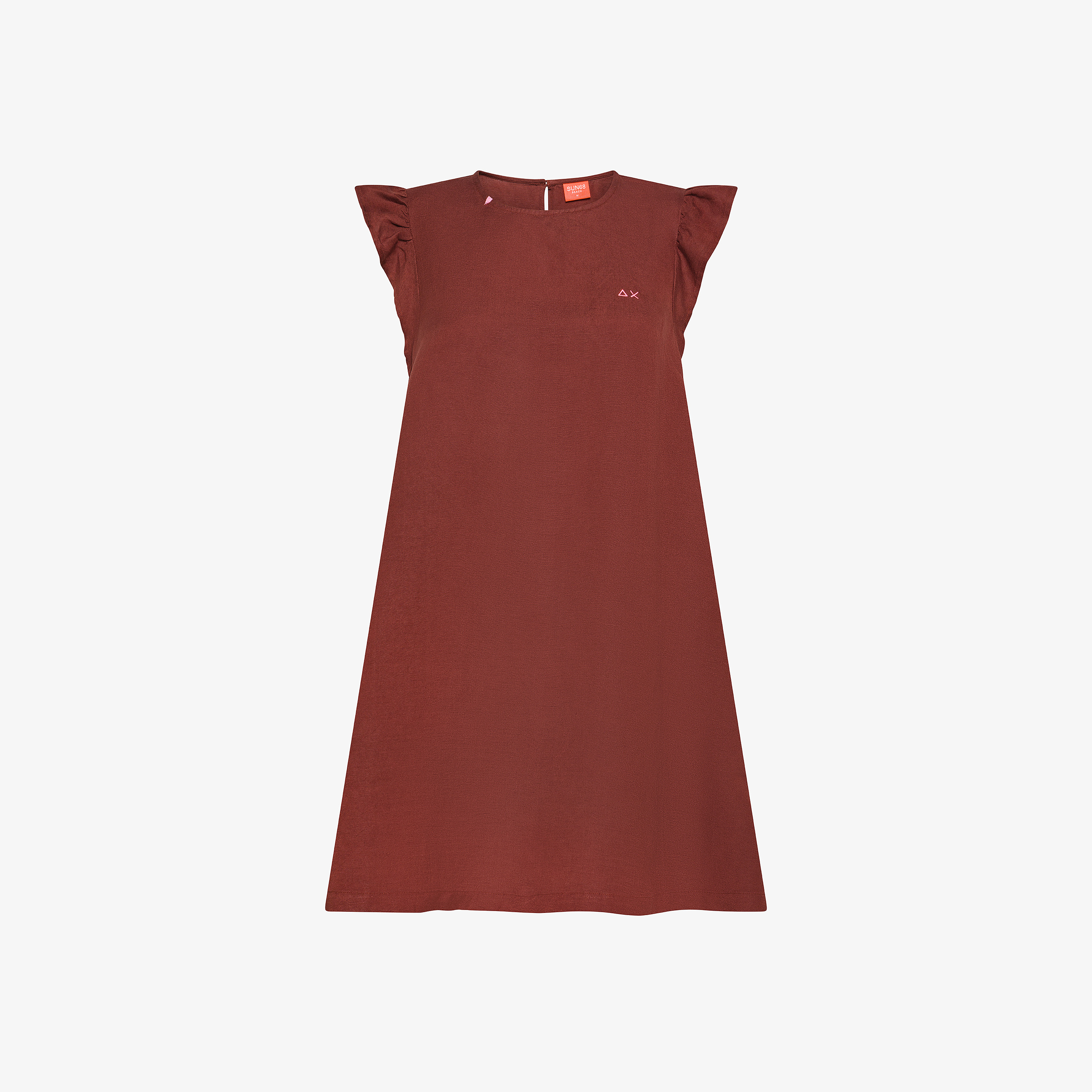 Abito in misto lino marrone cacao