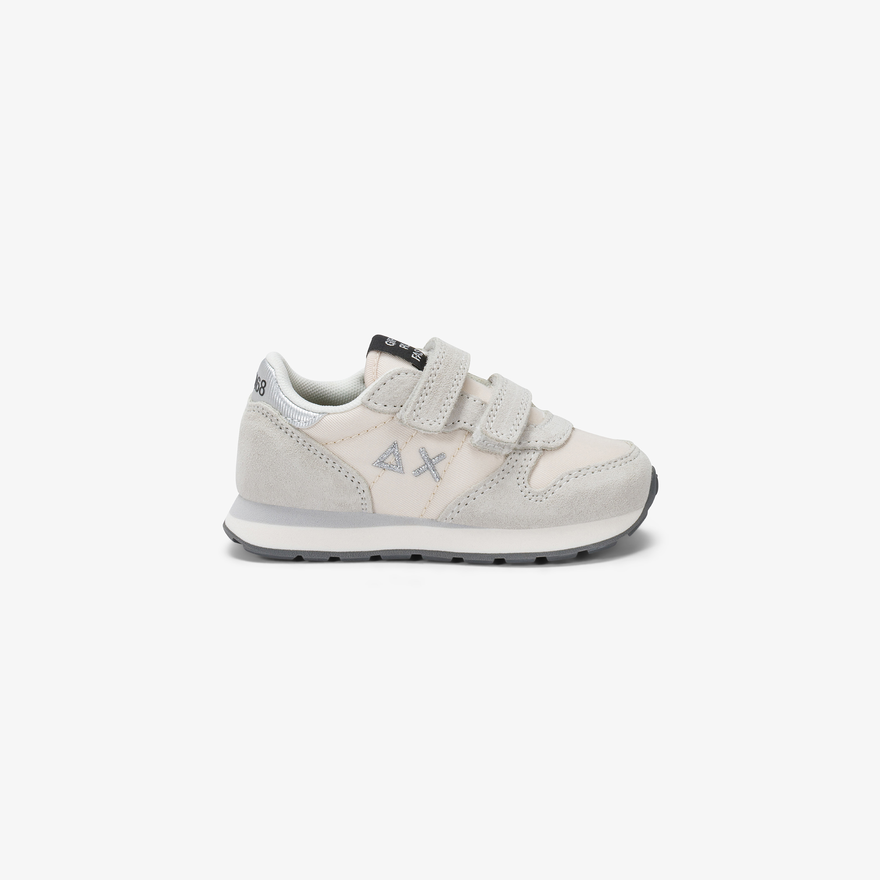 Sneaker Baby Girl's Ally Gold Silver con cinturini bianco panna