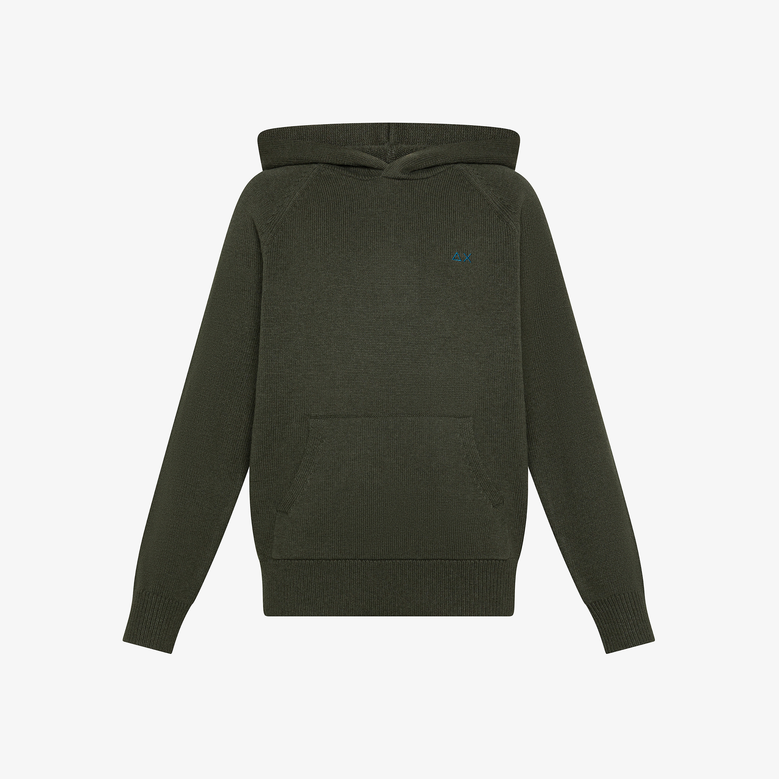 Dark military wool and cashmere hooded jumper