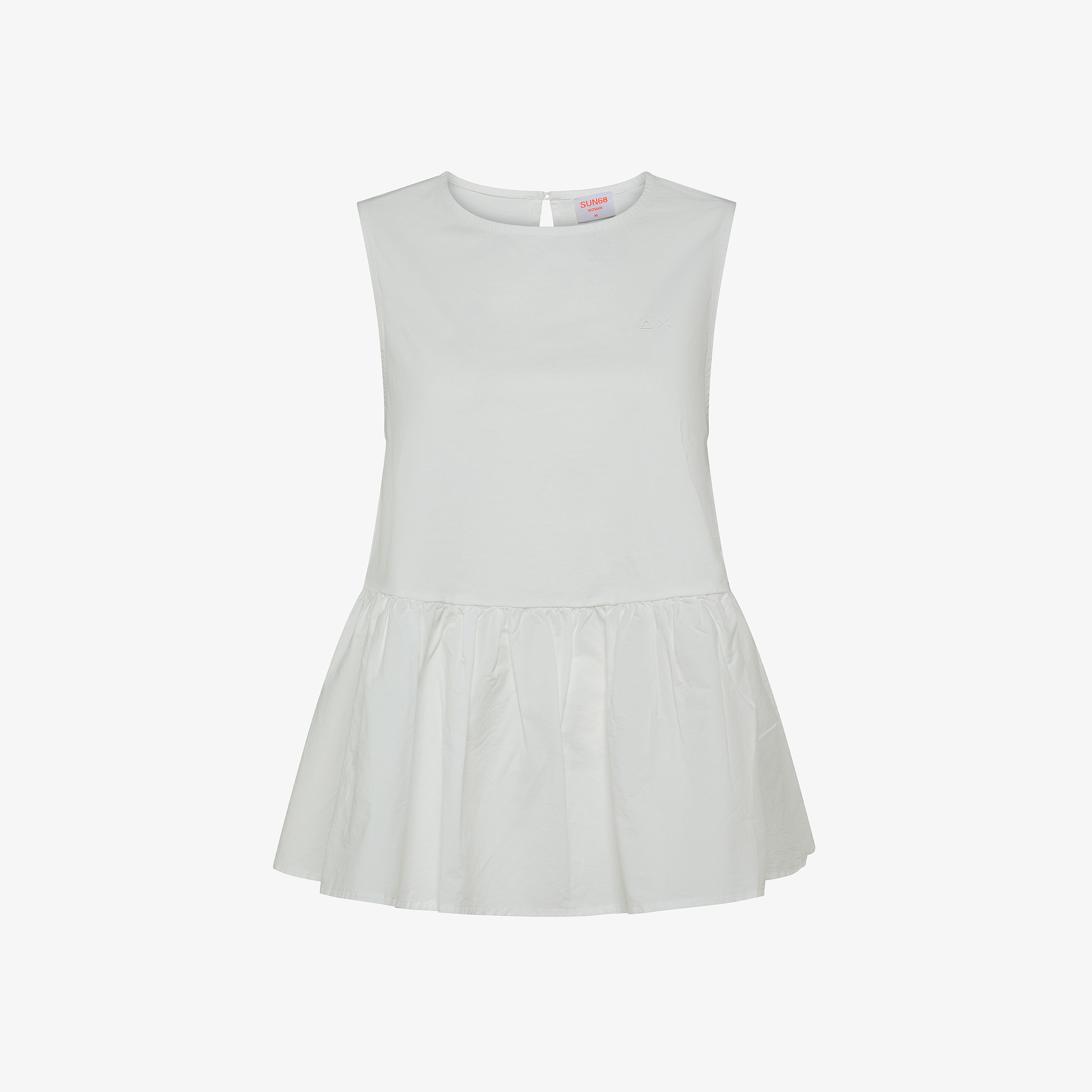Top in cotone bianco panna