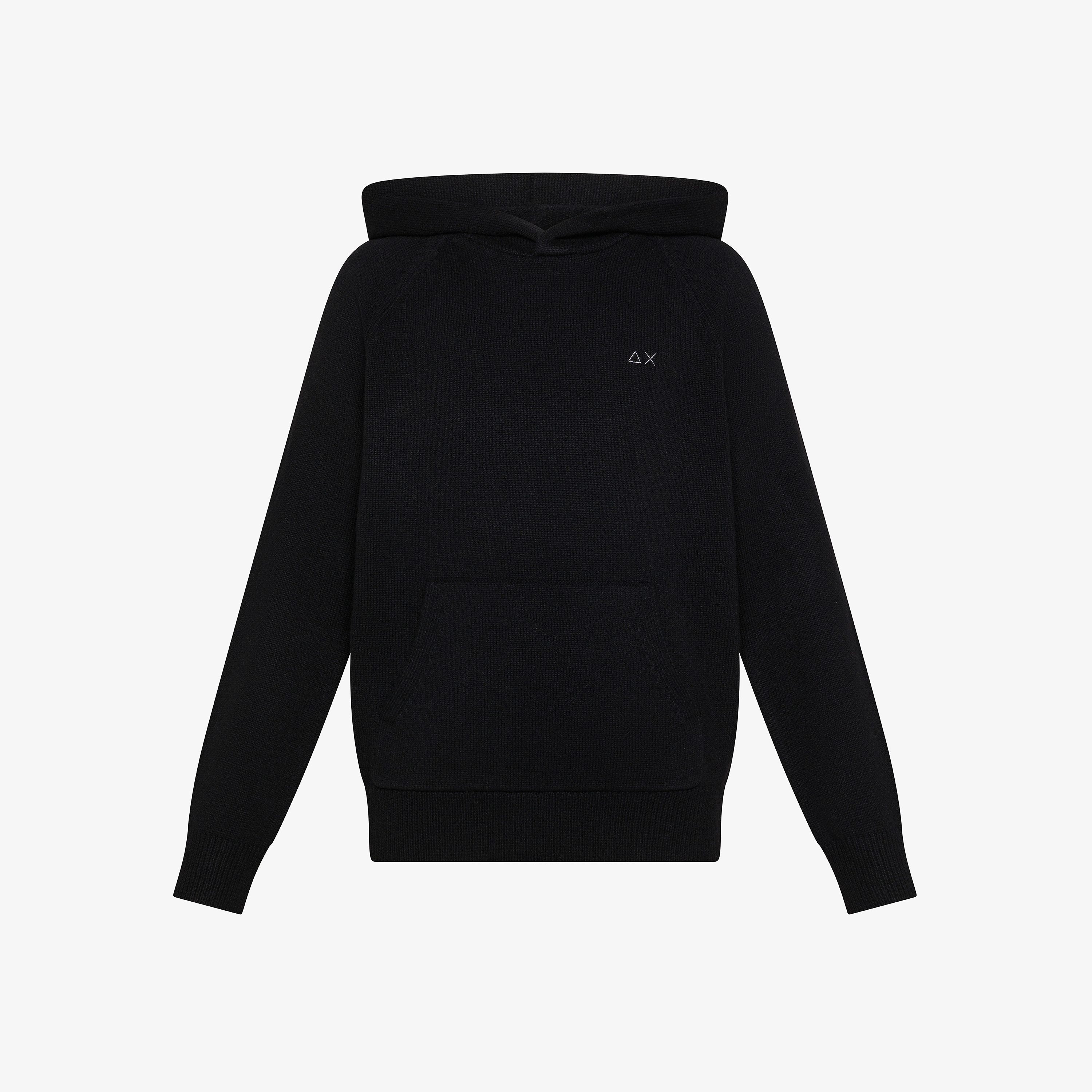 Black wool and cashmere hooded jumper