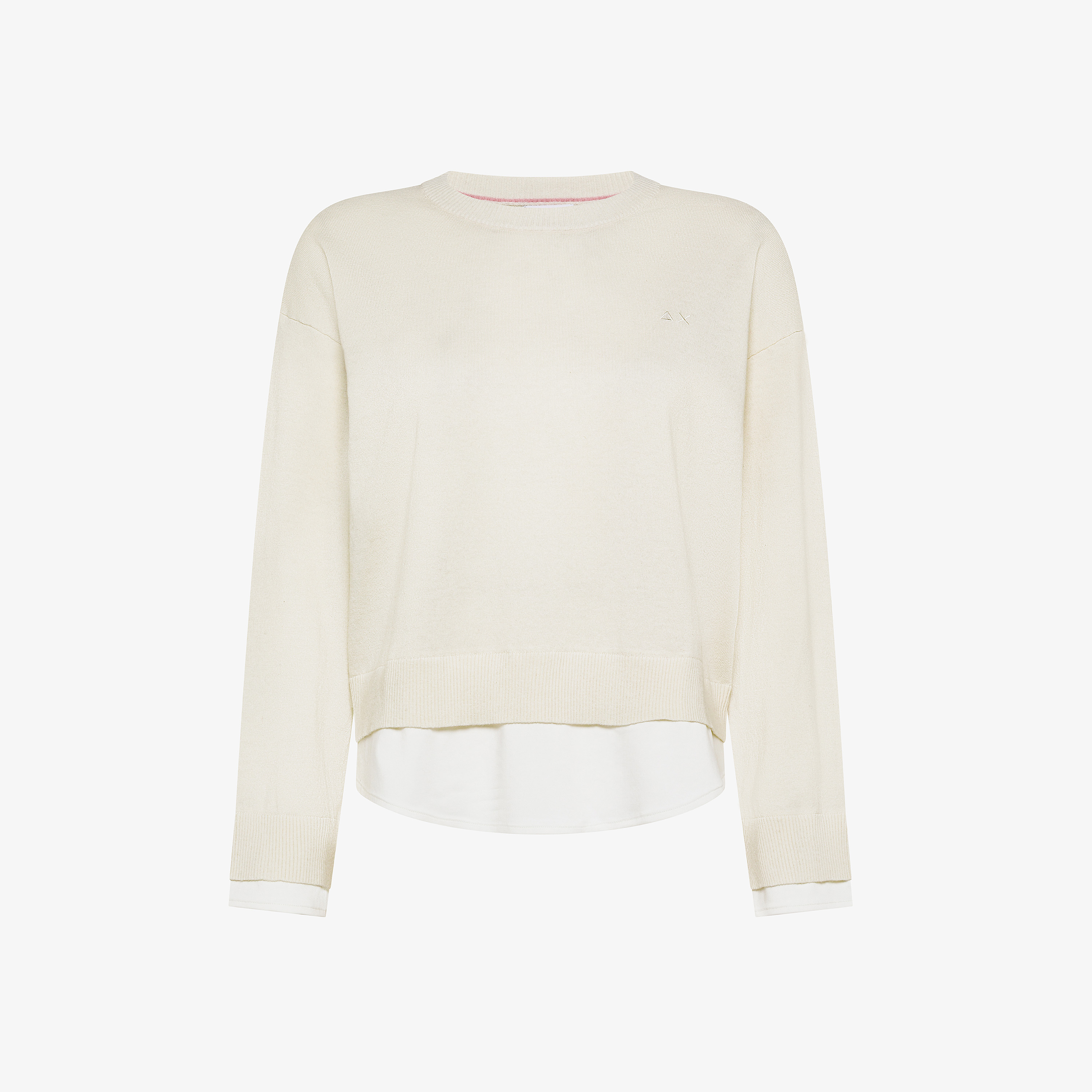 Off white wool and cotton jumper with detail