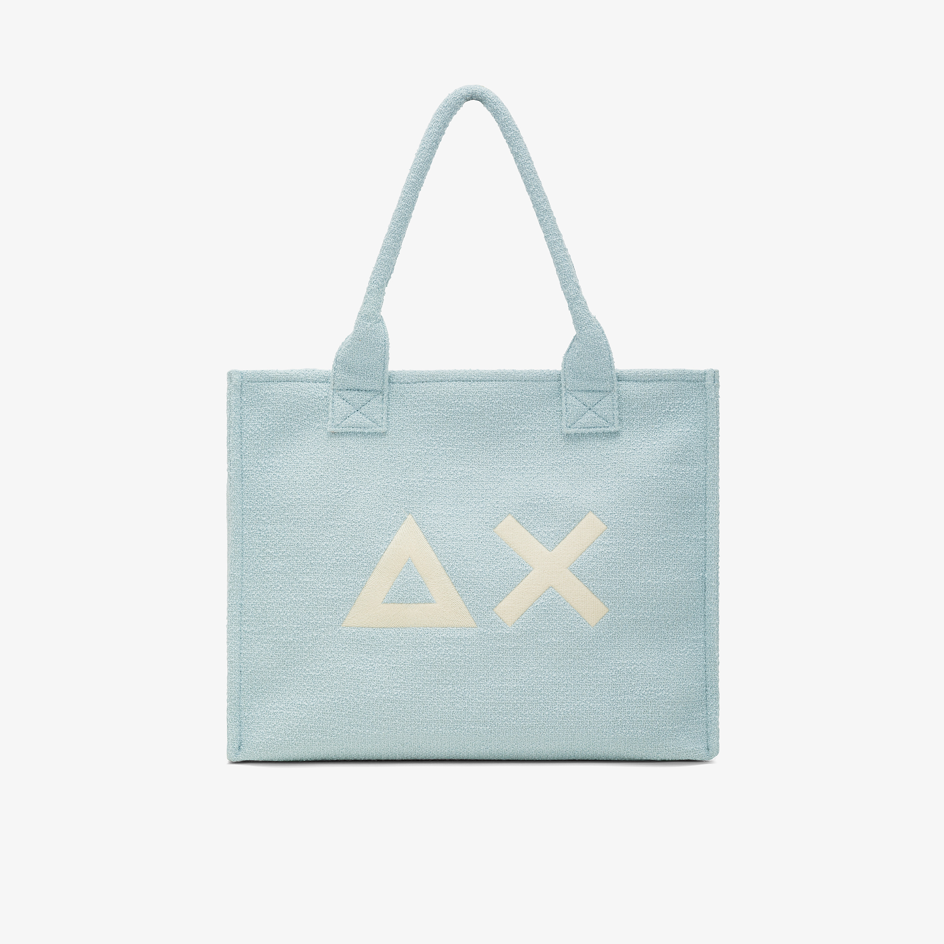 Borsa in bouclé azzurro