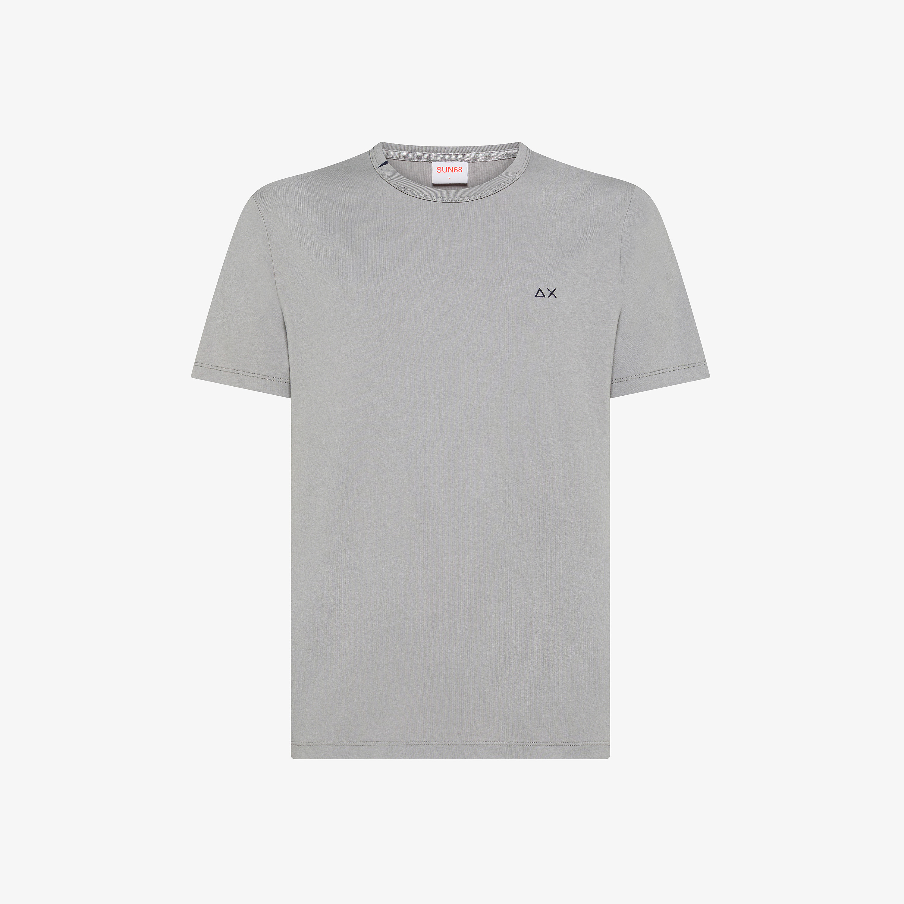 T-shirt girocollo in jersey di cotone grigio medio