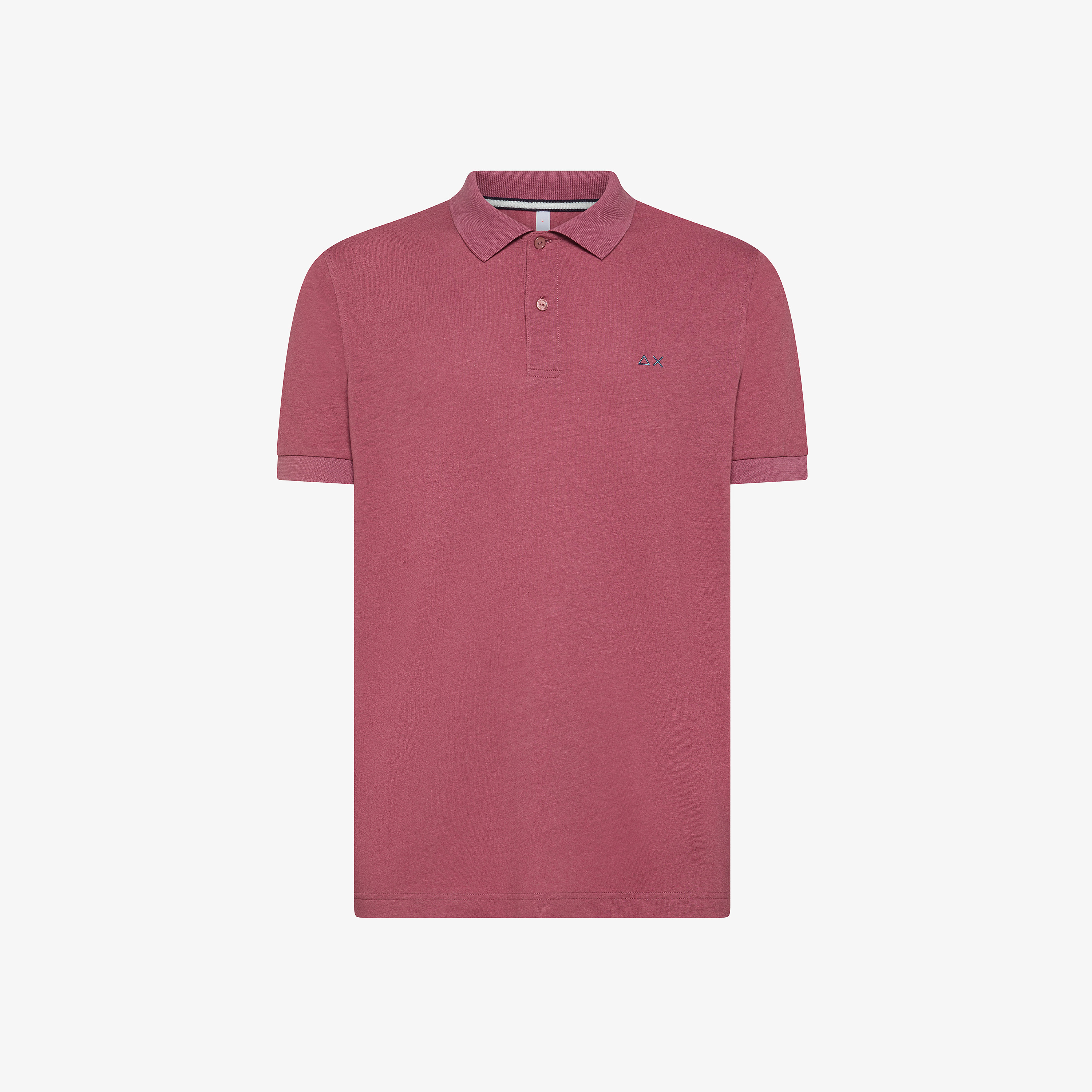 Polo in lino e cotone rosa scuro