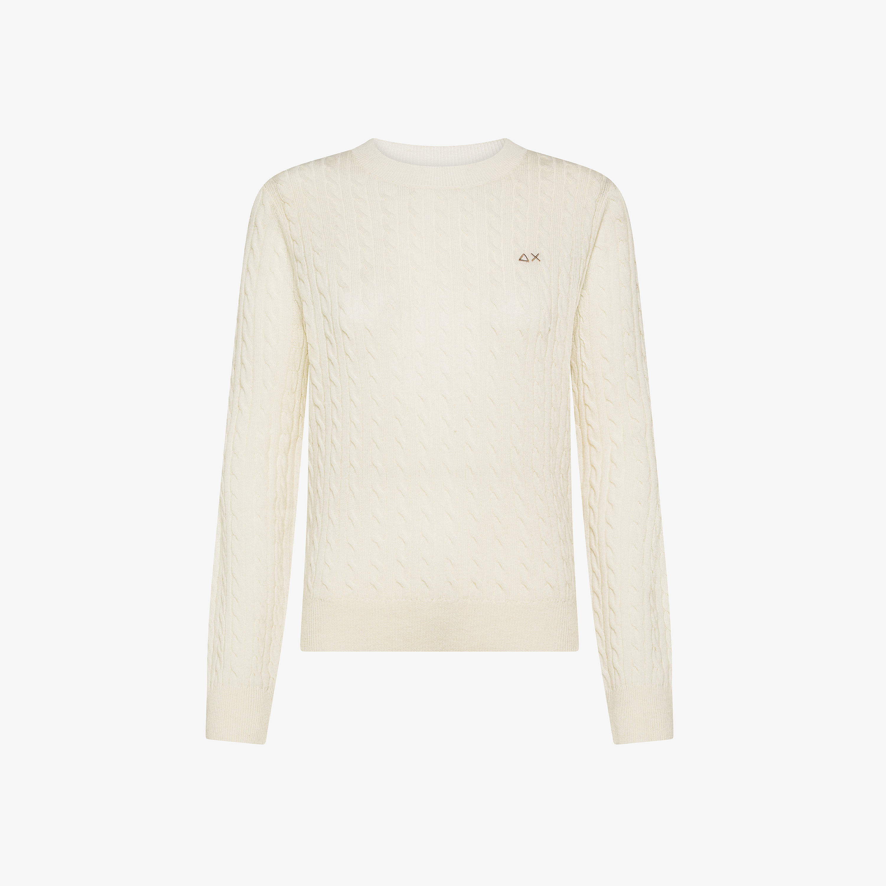 Maglione in lana e cashmere a trecce bianco panna