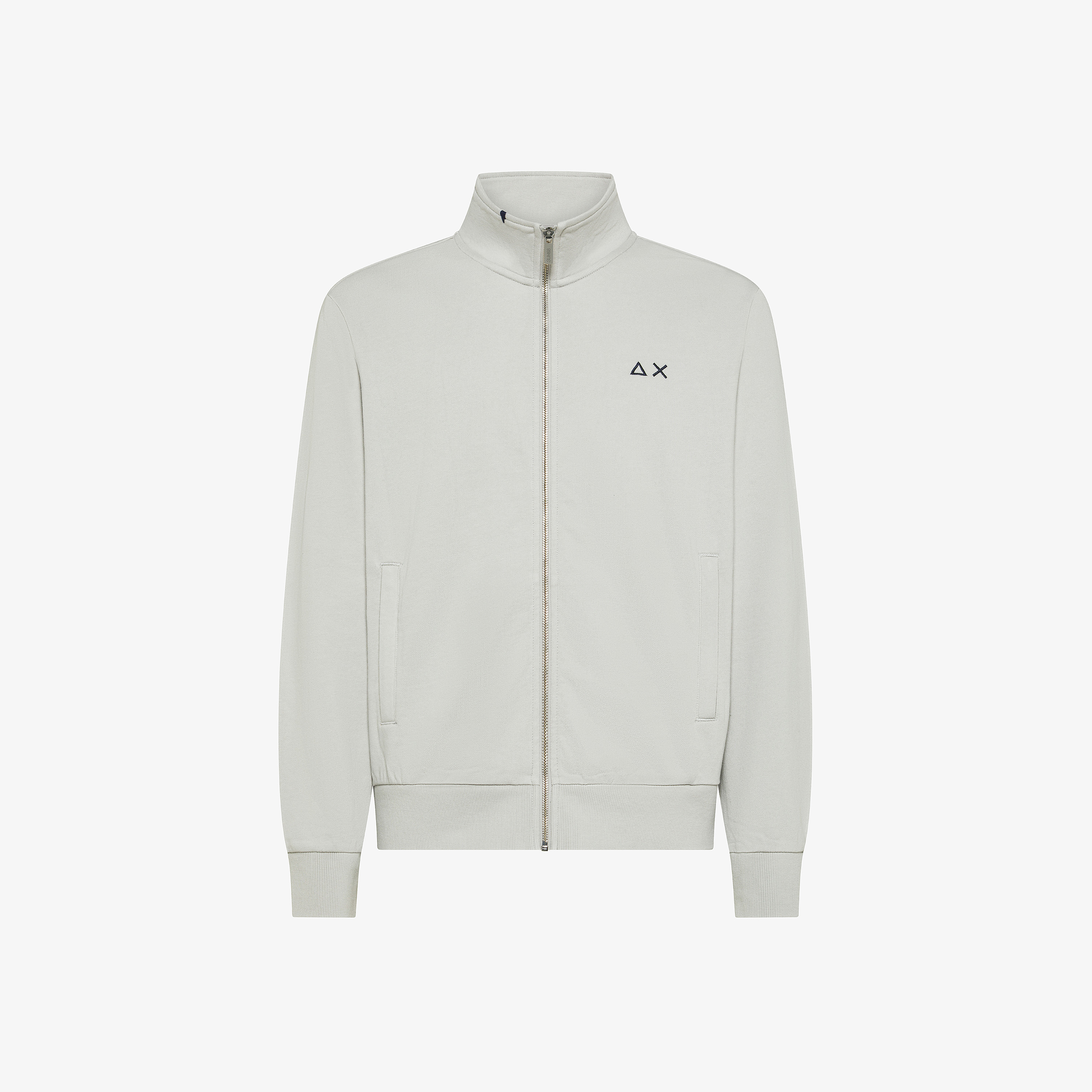 Felpa in cotone con zip grigio chiaro