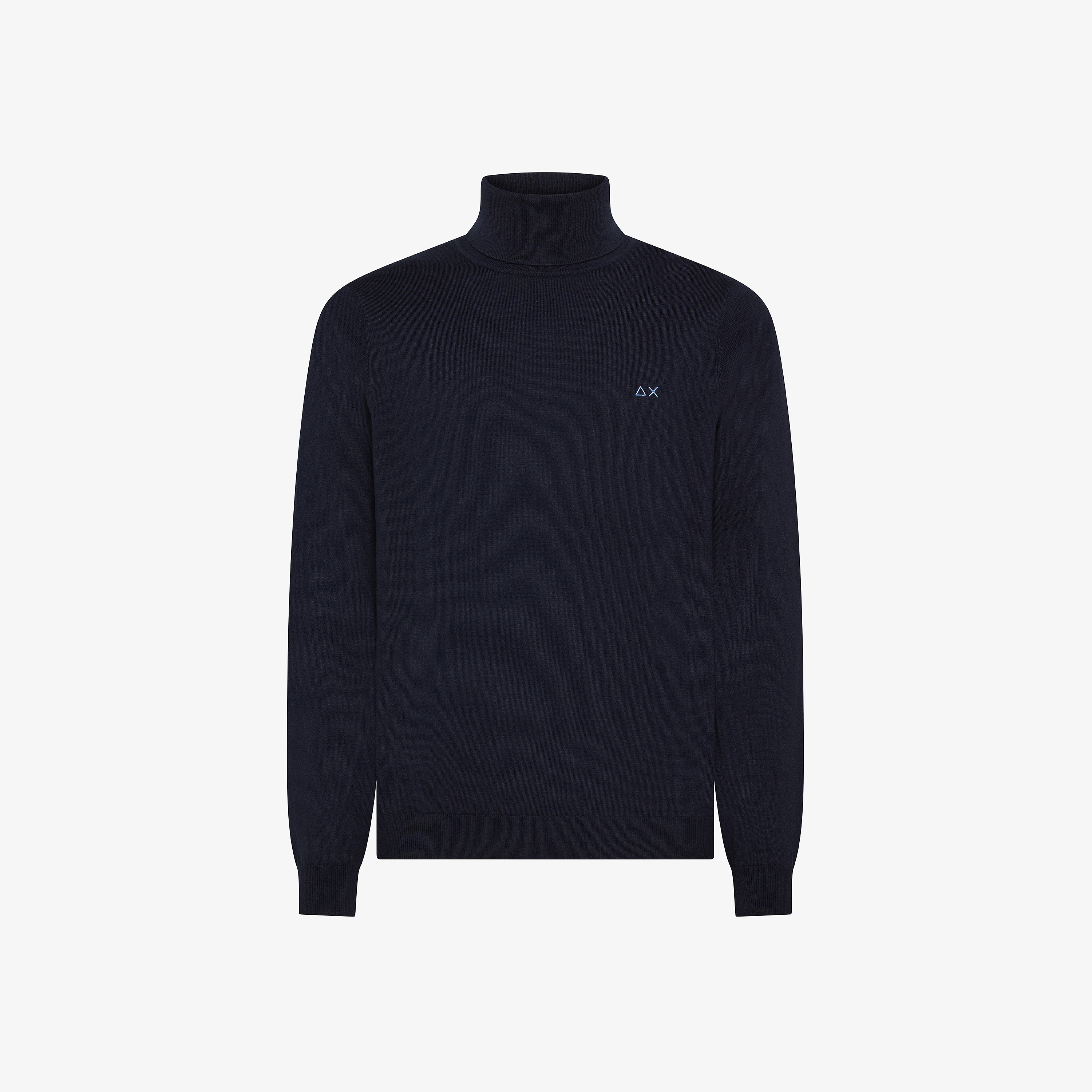 Navy blue wool and cotton turtleneck jumper