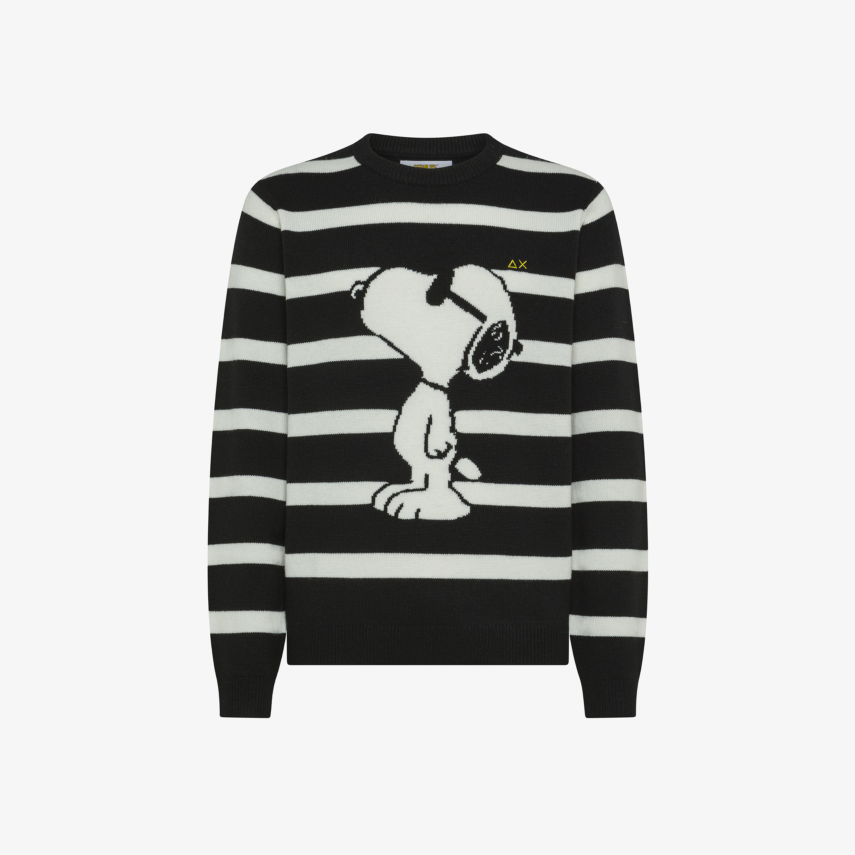 Maglia Peanuts in lana e cashmere a righe nero/bianco panna