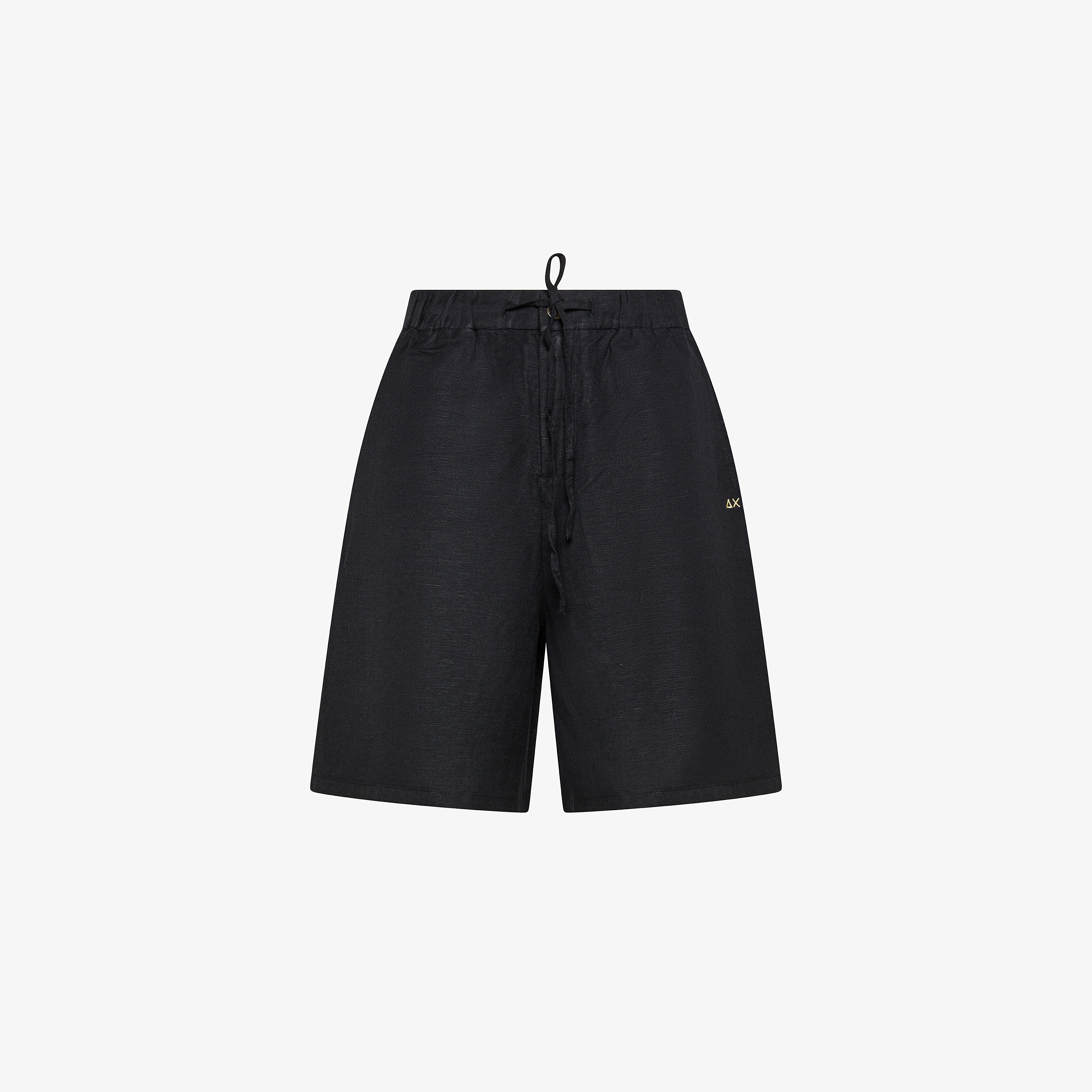 Black linen drawstring shorts